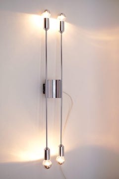 Pair Awesome Large Space Age Chrome 4-Light Wall Lamps by Gebrüder Cosack, 1970s
