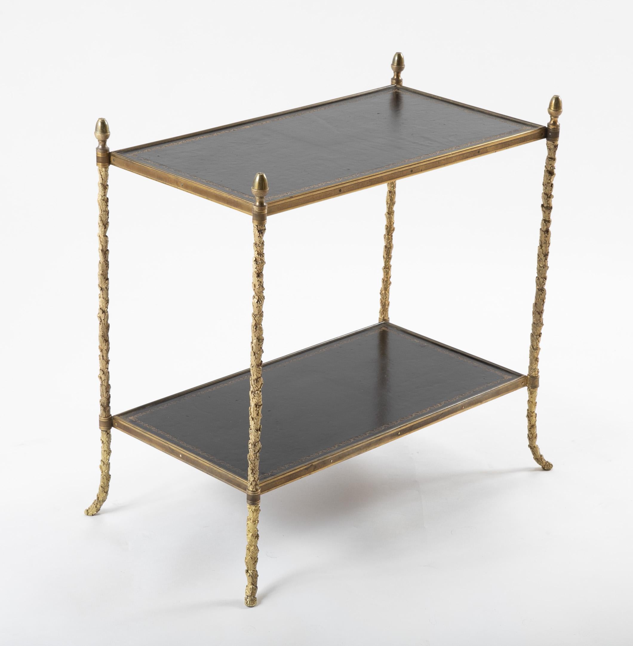 Pair of Baguès Leather and Gilt Bronze Side Tables 5