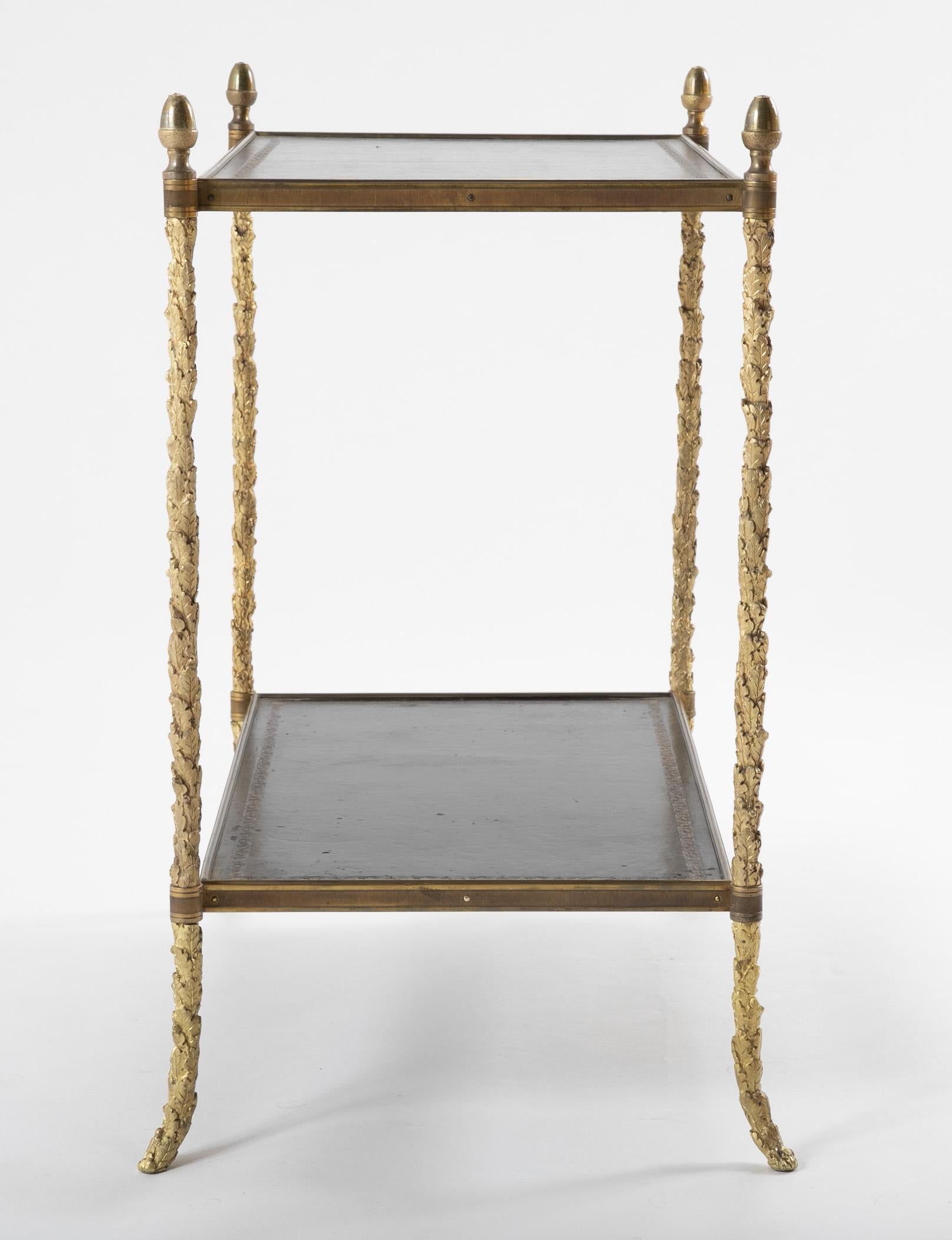 Pair of Baguès Leather and Gilt Bronze Side Tables 6