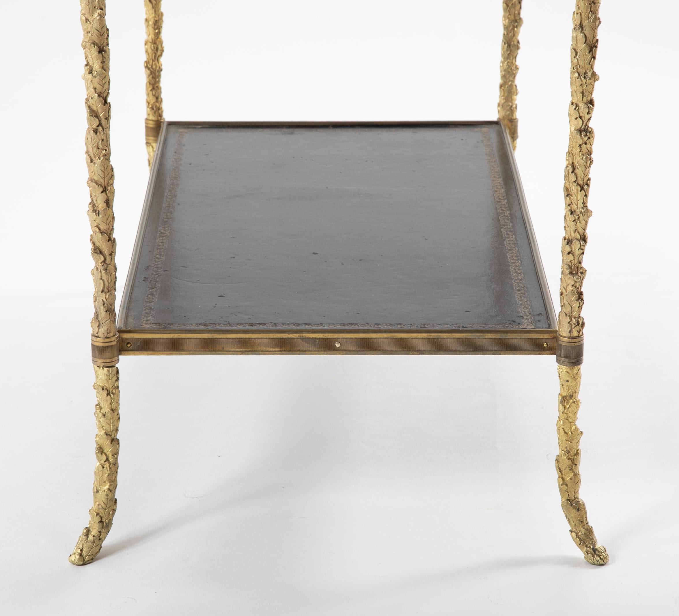 Pair of Baguès Leather and Gilt Bronze Side Tables 7