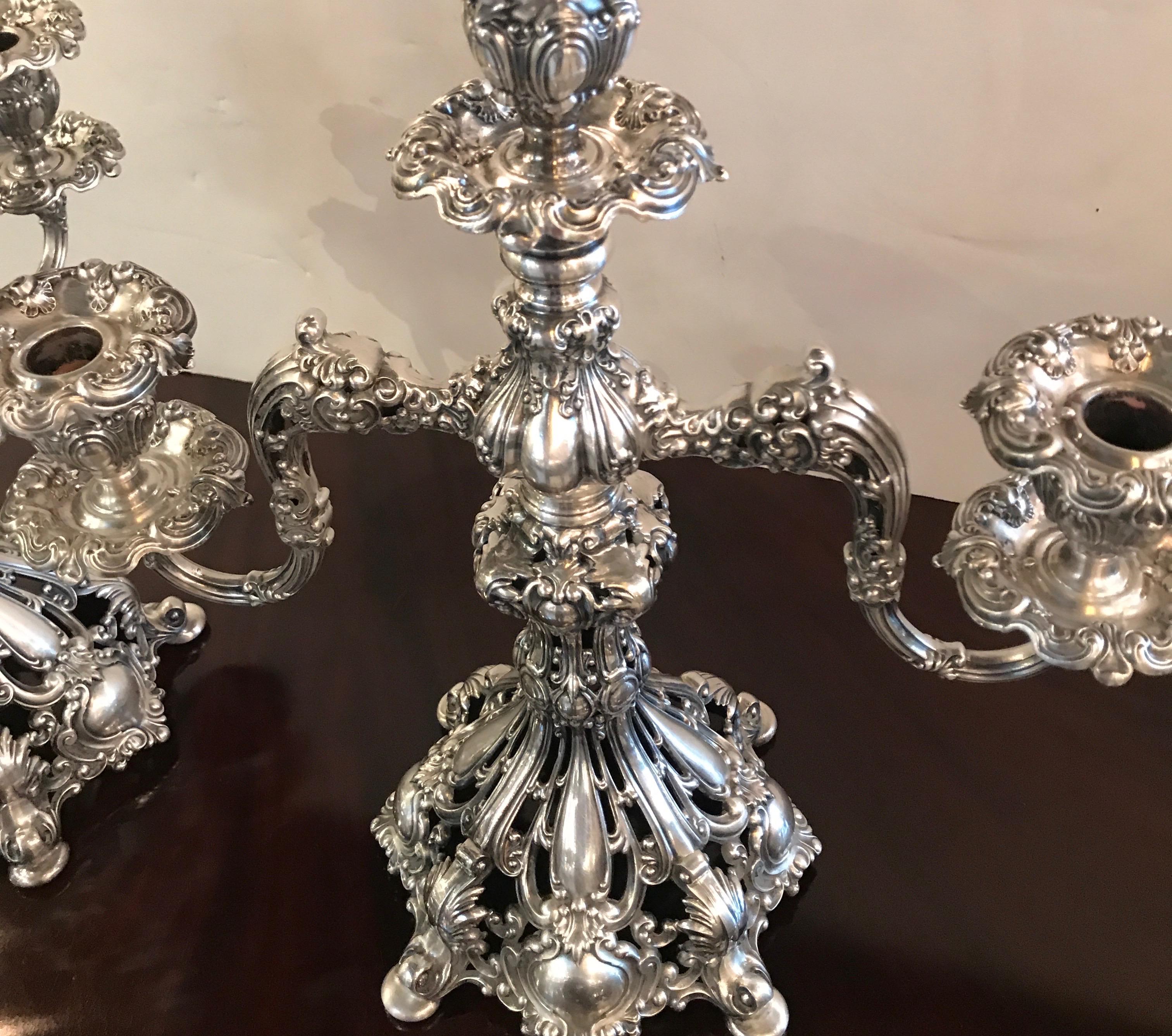 Pair of Baroque Silver Plate Candelabra 