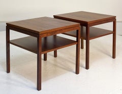 Pair Black American Walnut End Tables