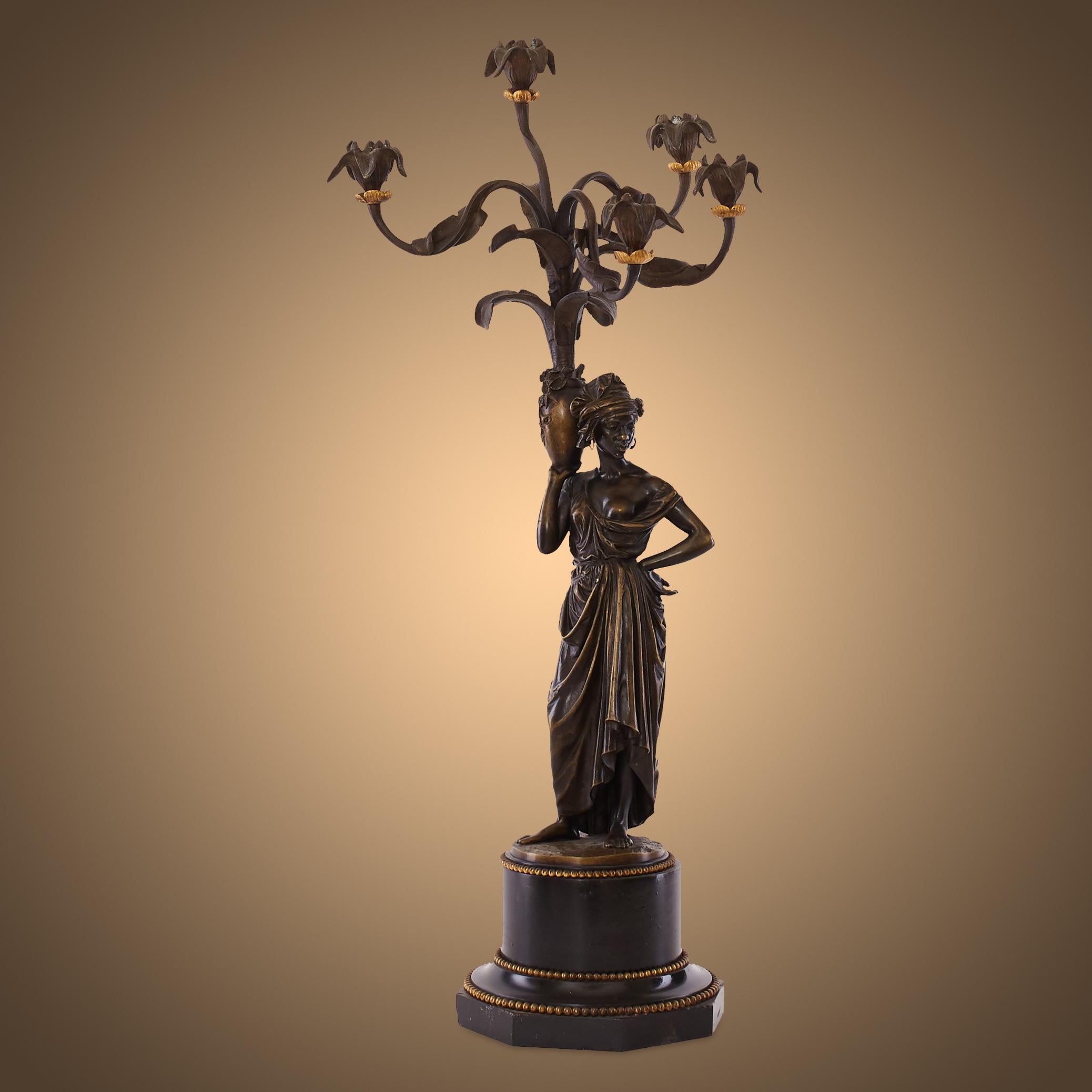 Fired Pair Candelabra 19th Century Napoleon III For Sale