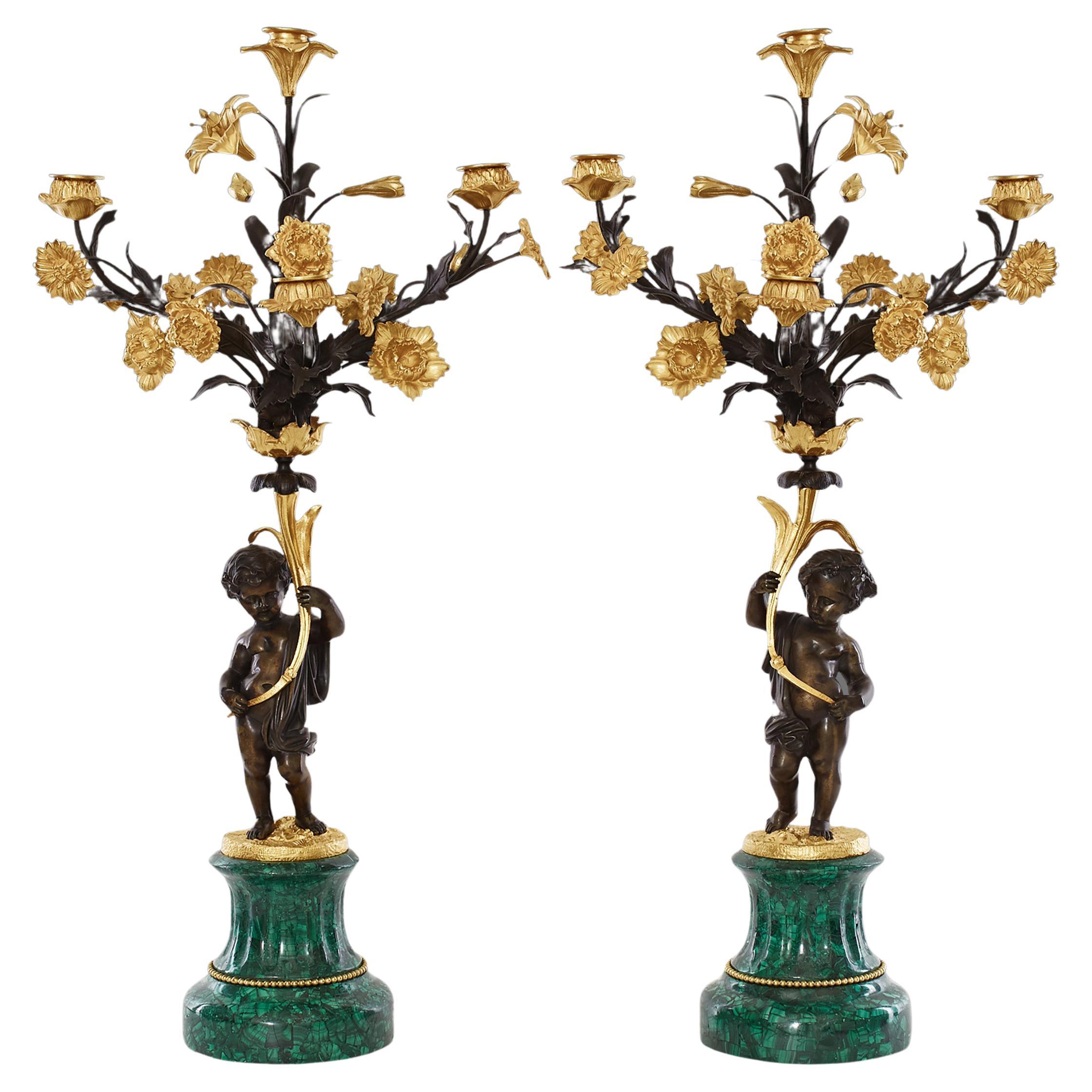 Paire de candélabres Napoléon III du 19ème siècle