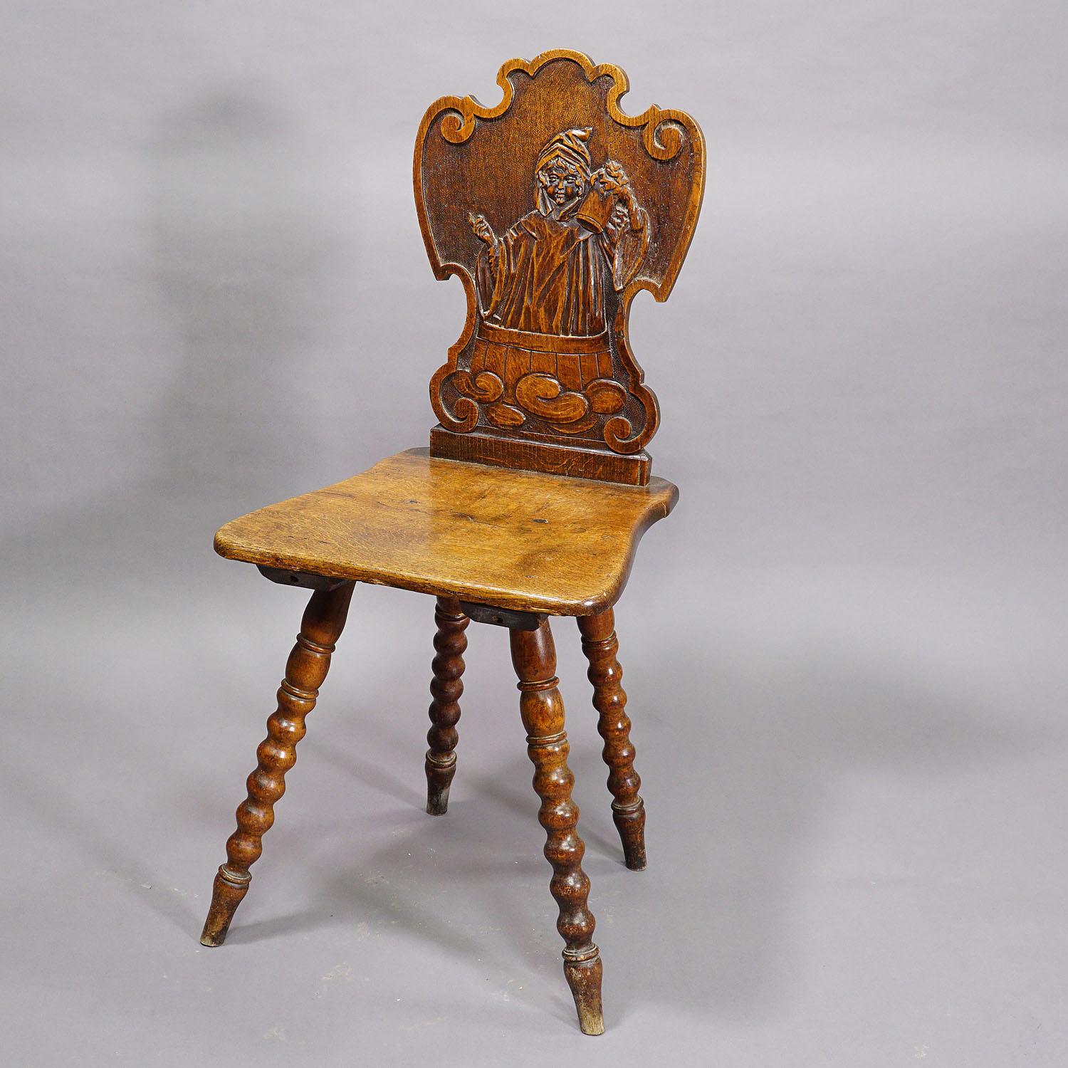 19th Century A Pair Carved Bavarian Board Chairs ca. 1900 For Sale