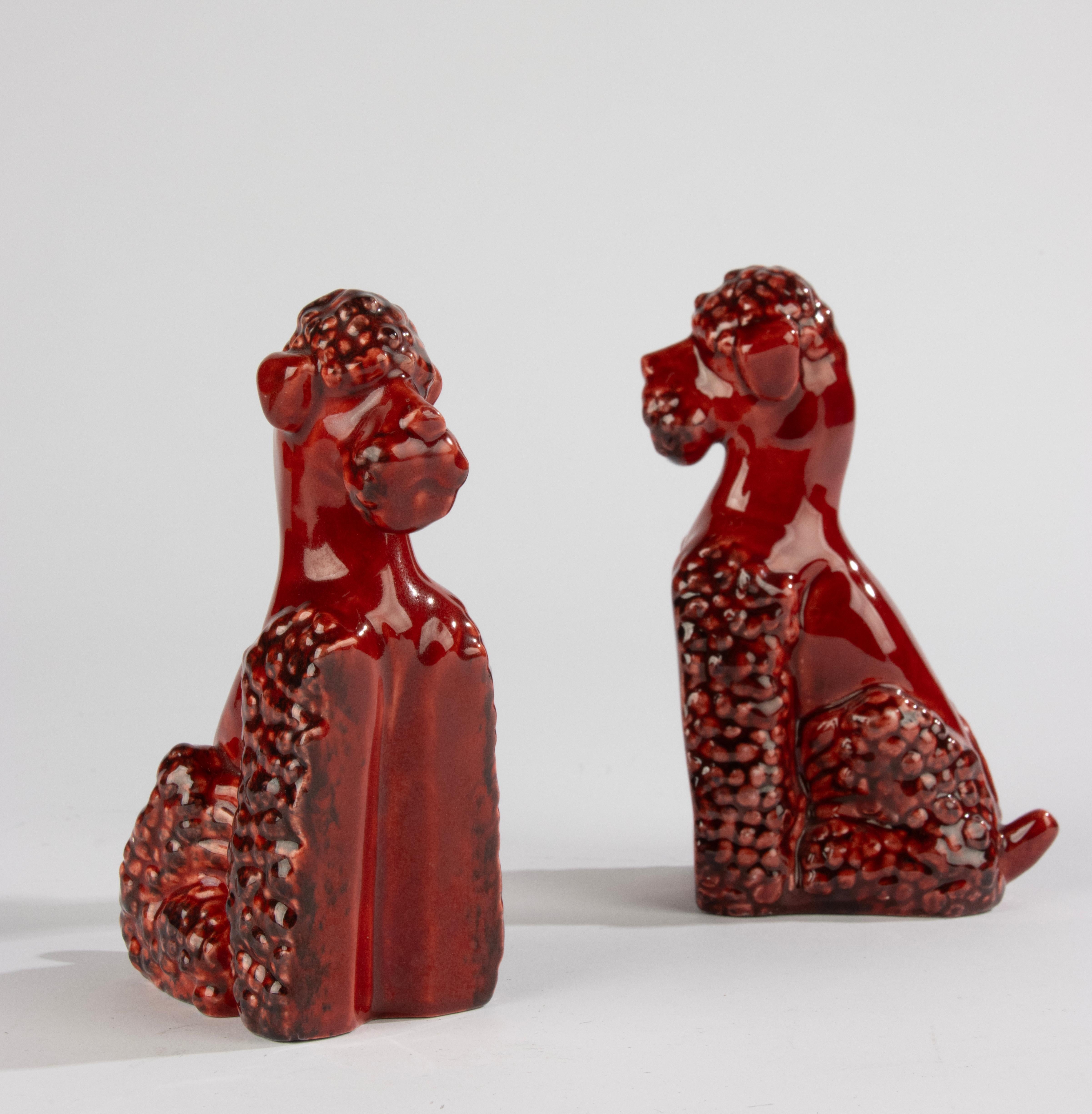 A Pair Ceramic Art Deco Bookends - Poodles - by Sèvres - Paul Millet In Good Condition For Sale In Casteren, Noord-Brabant
