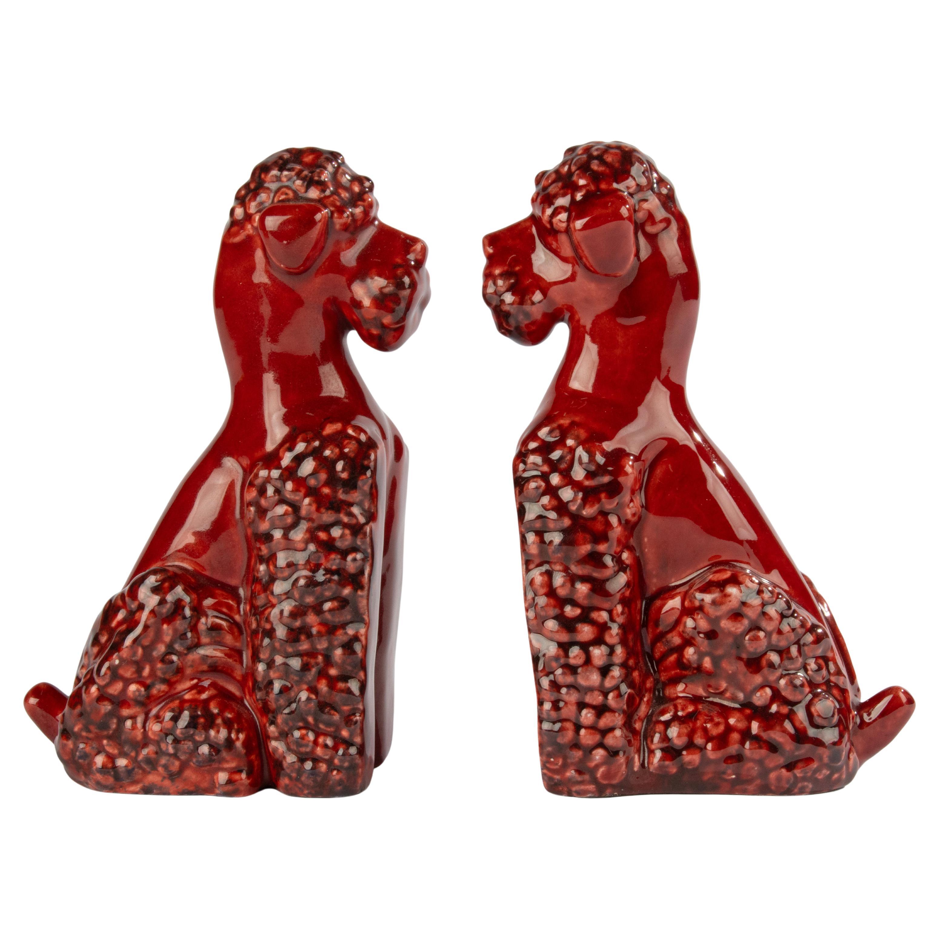 A Pair Ceramic Art Deco Bookends - Poodles - by Sèvres - Paul Millet