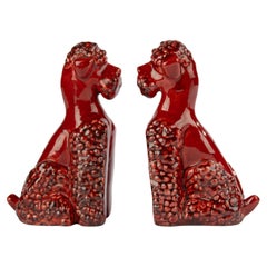 Vintage A Pair Ceramic Art Deco Bookends - Poodles - by Sèvres - Paul Millet