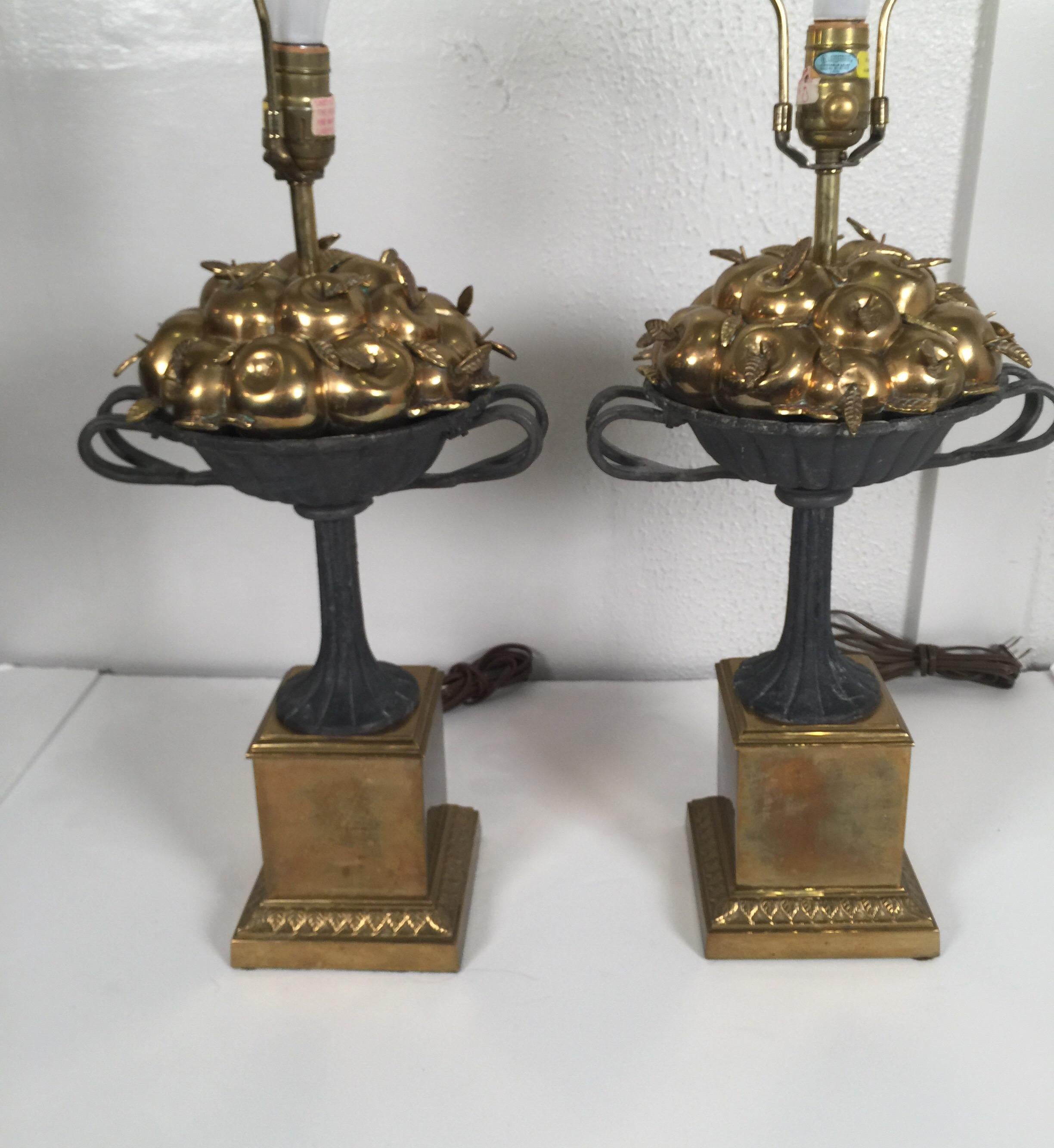 Pair of Chapman Brass and Iron Lamps (amerikanisch)