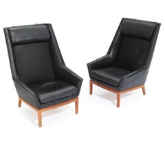 Paire de fauteuils de salon danois à haut dossier d'Erik Kolling Andersen pour Peder Pedersen