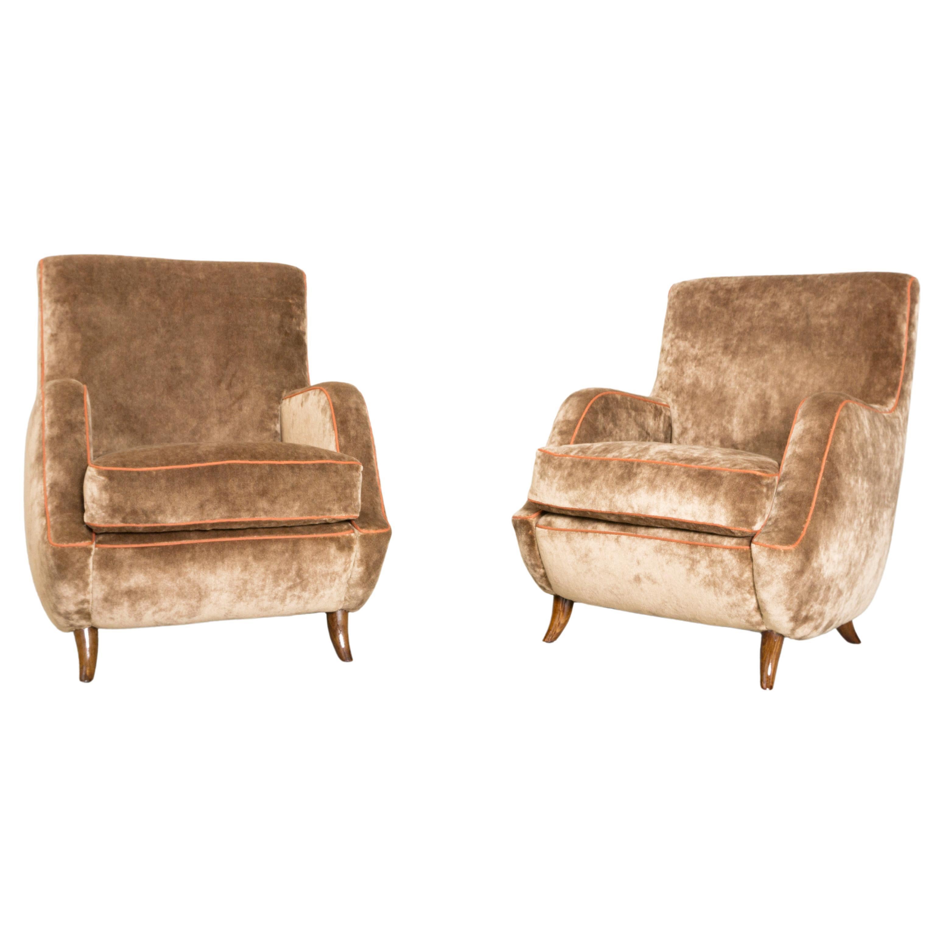 Pair De Carli Armchairs, Rare 1940's Design For Sale