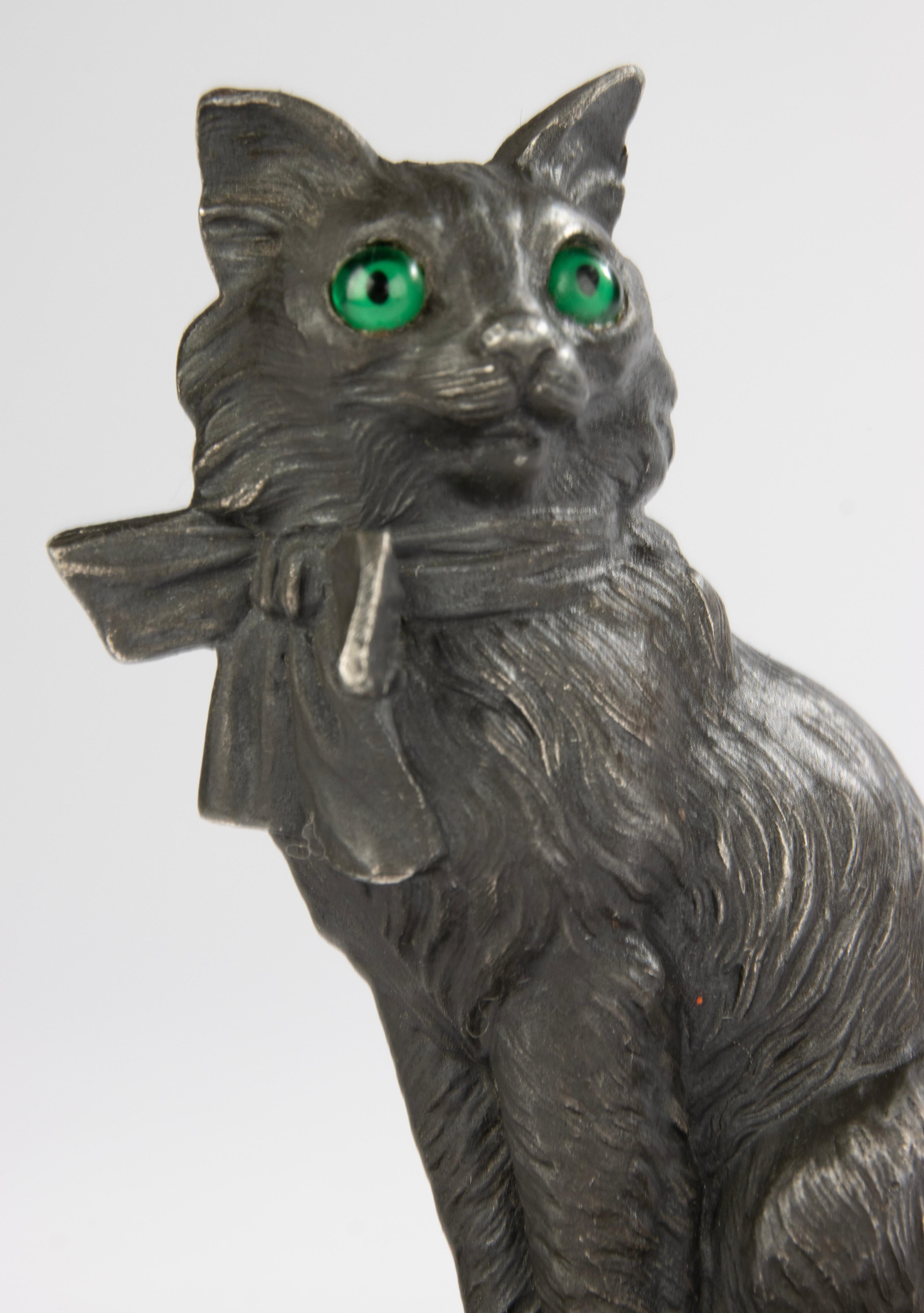 Verre Paire de serre-livres du début du 20e siècle - Figurines de chien et de chat - Art déco en vente