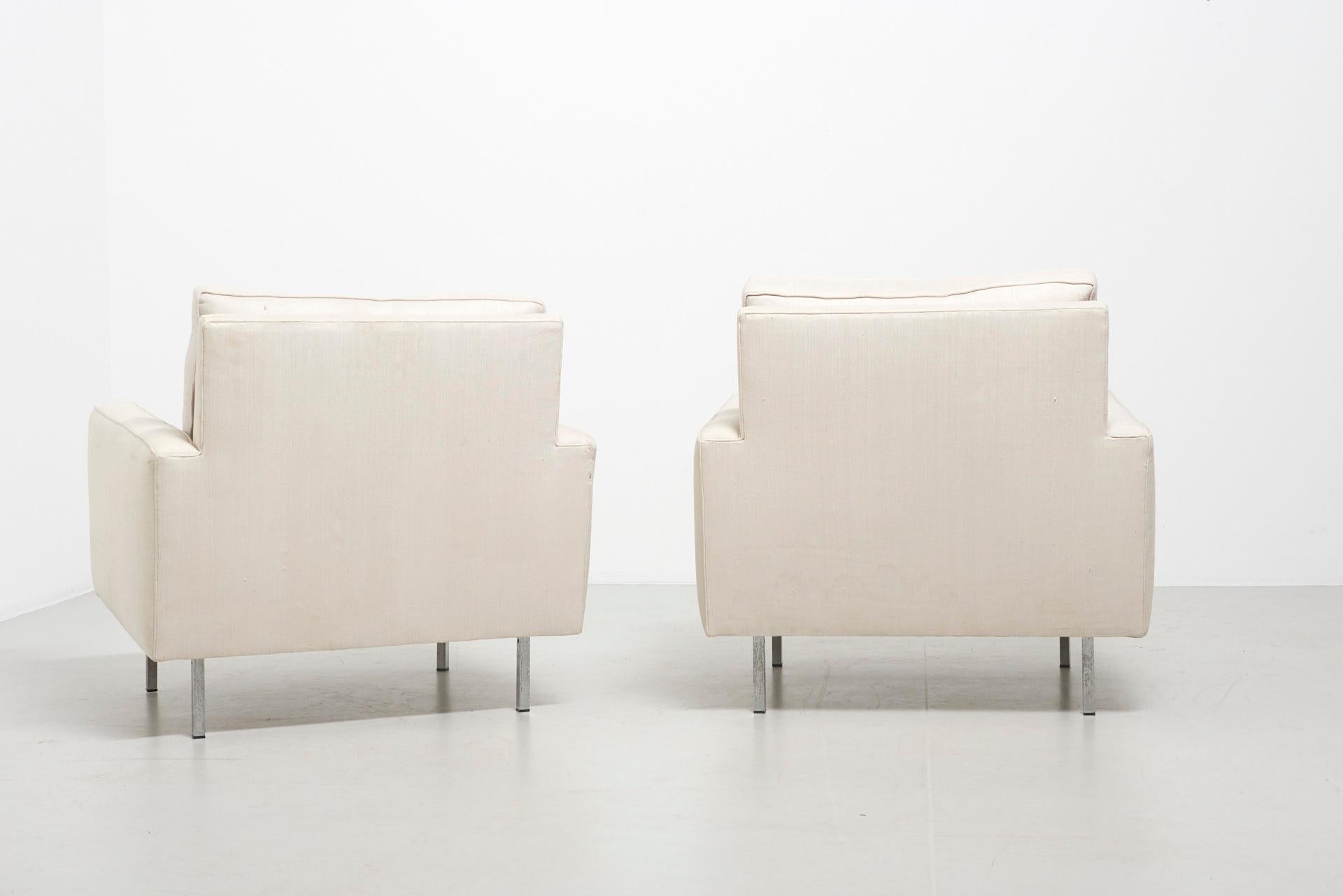 Mid-Century Modern Pair Easy Chairs Model 25 Bc by Florence Knoll