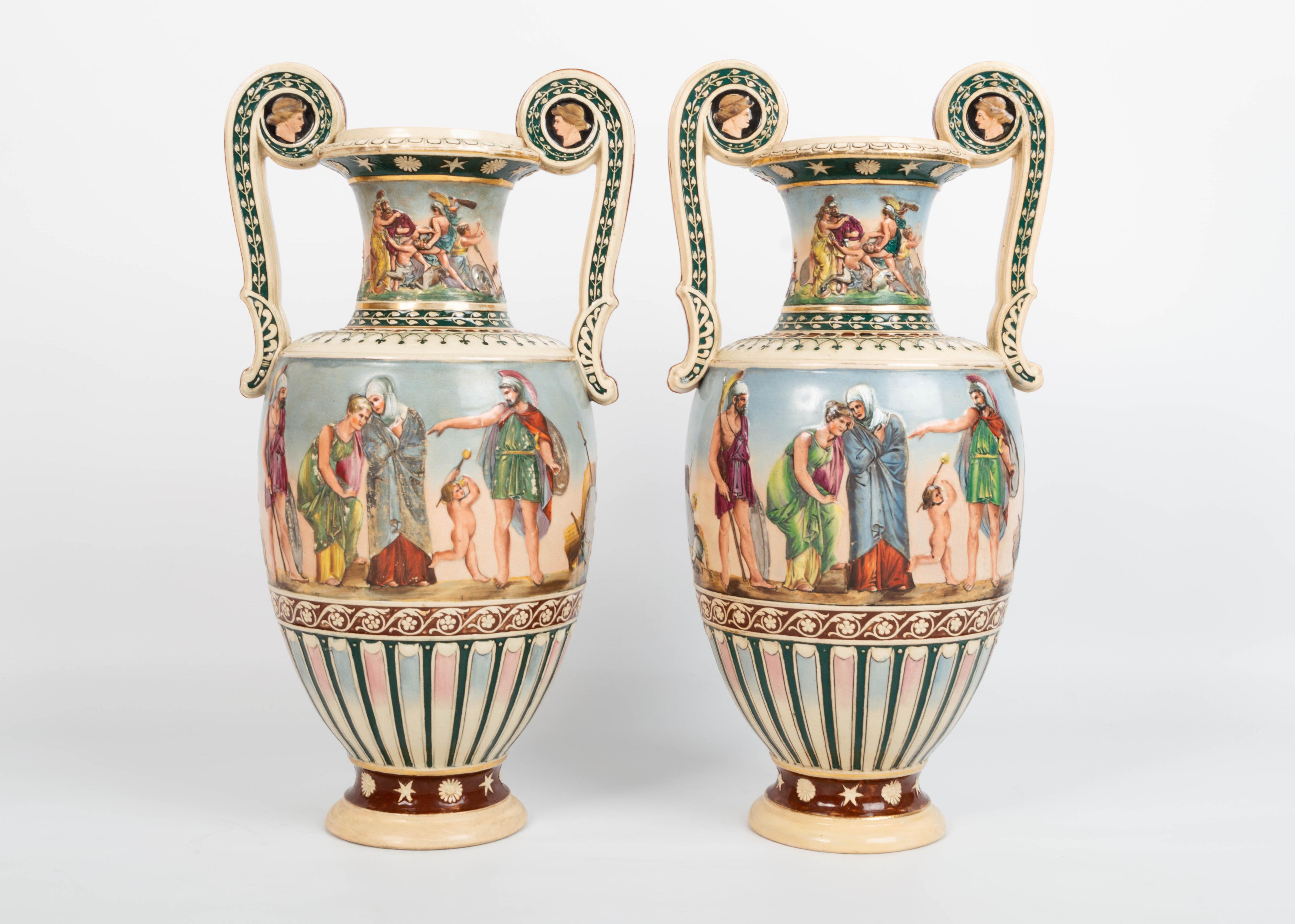 Pair English 19th Century Greek Revival Vases C.1830 In Good Condition For Sale In London, GB