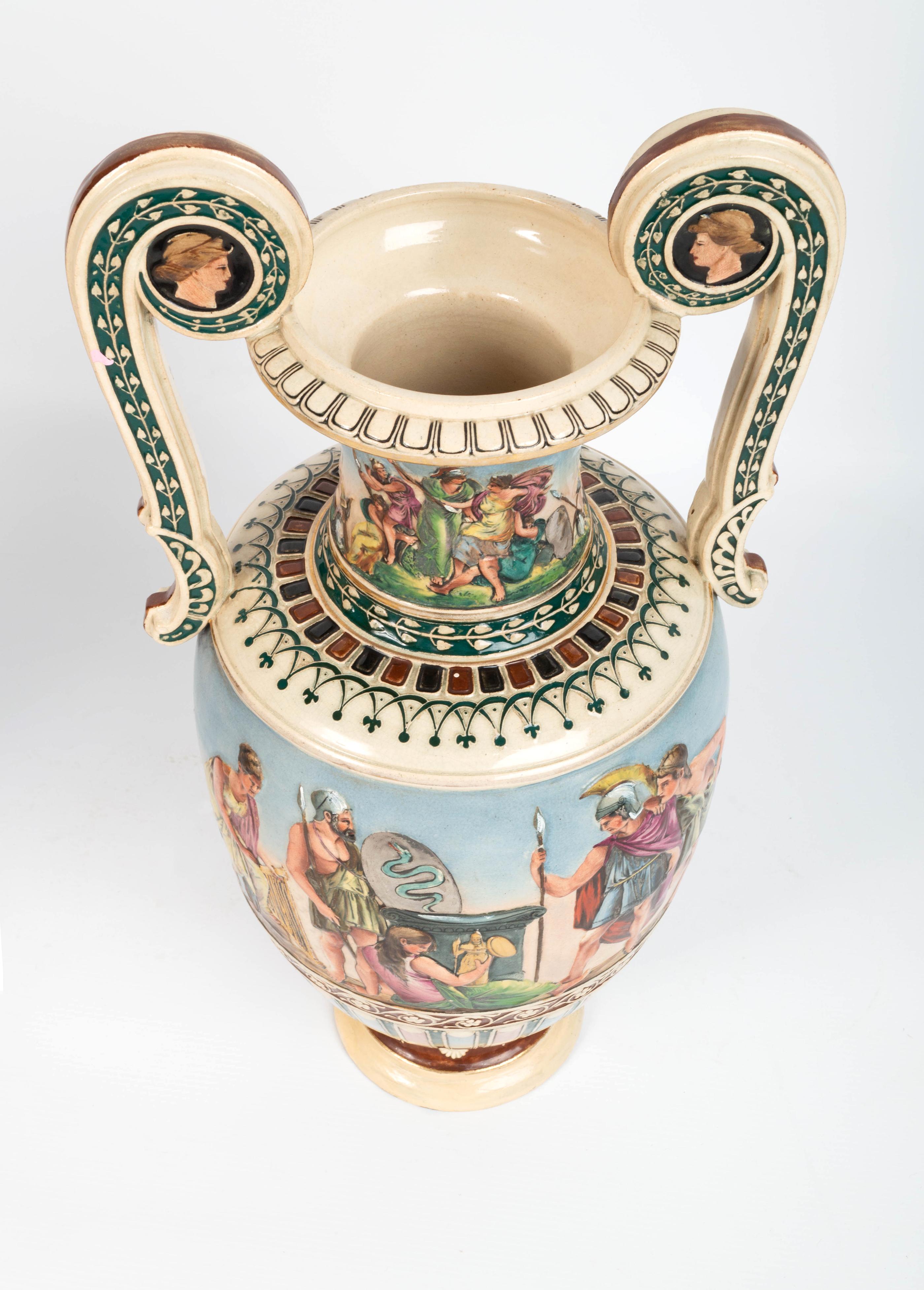 Pottery Pair English 19th Century Greek Revival Vases C.1830 For Sale