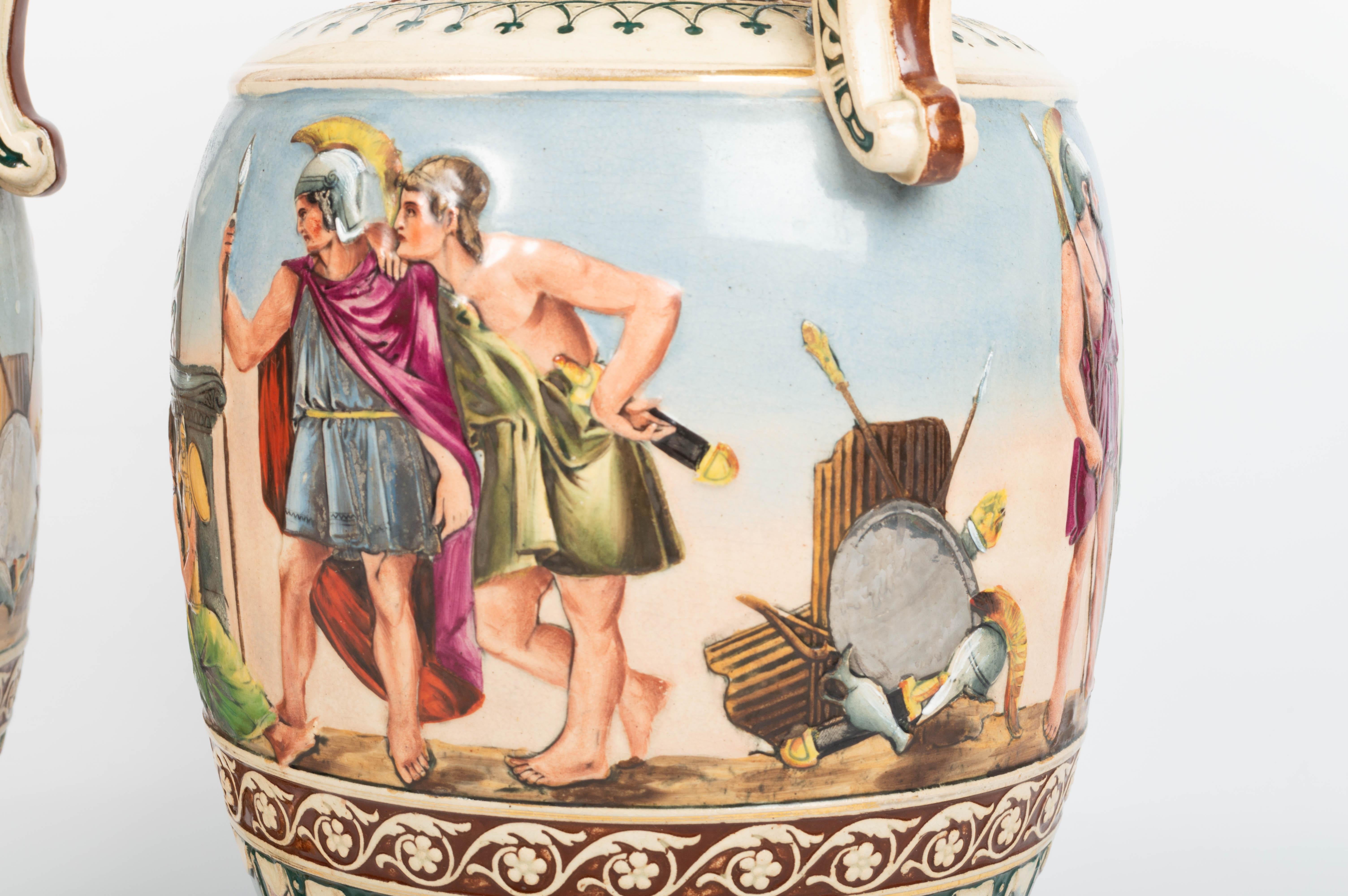 Poteries Paire de vases anglais de style néo-grec du 19ème siècle, vers 1830 en vente