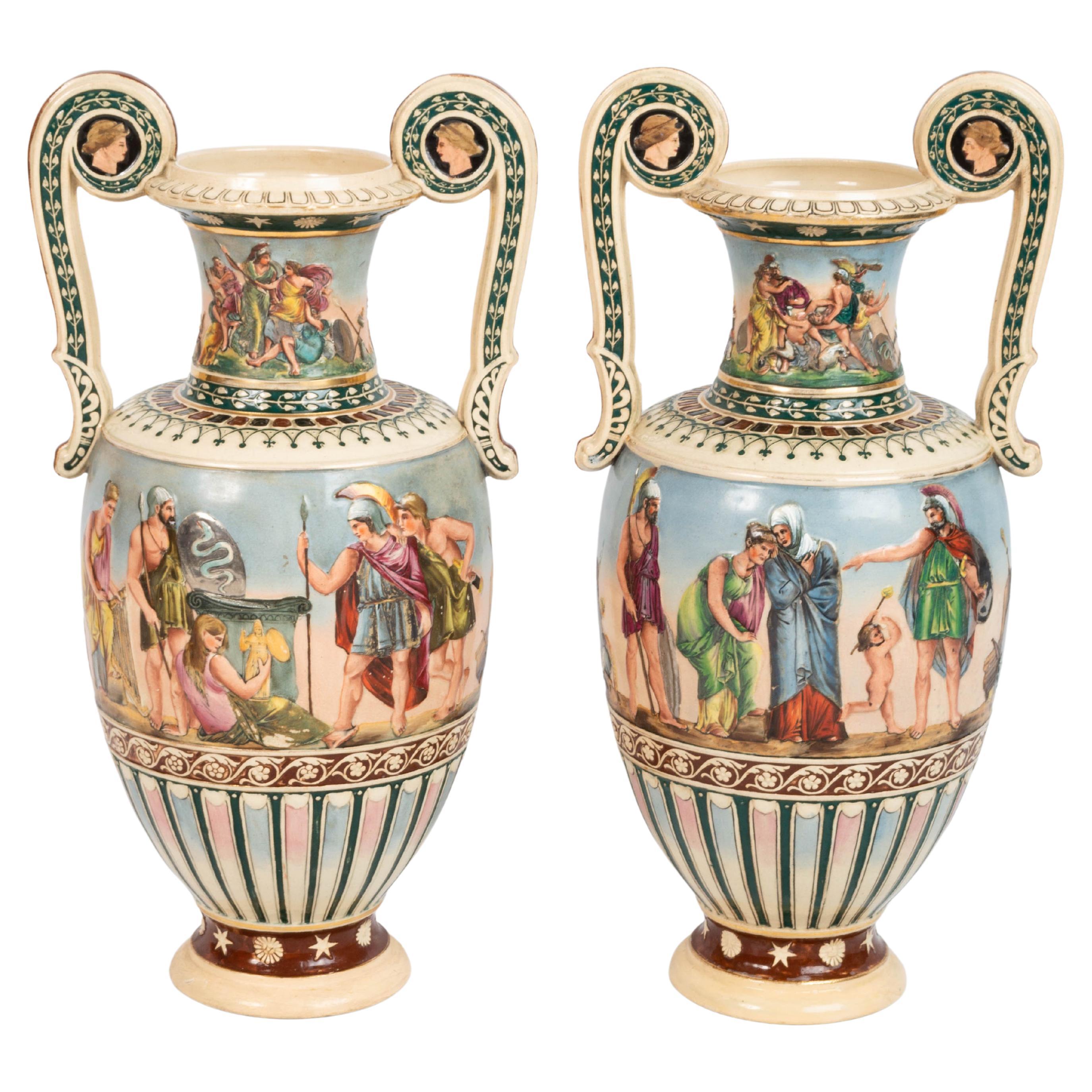 Pair English 19th Century Greek Revival Vases C.1830 For Sale
