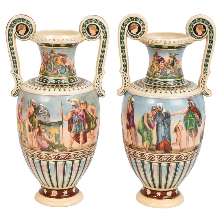Paire de vases anglais de style néogrec du 19ème siècle, vers 1830 En