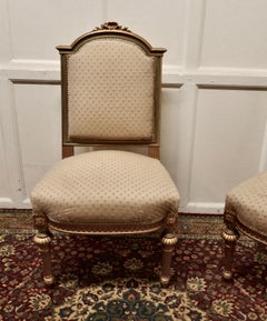 Pair Fine Quality French Gilt Salon Chairs circa 1880
