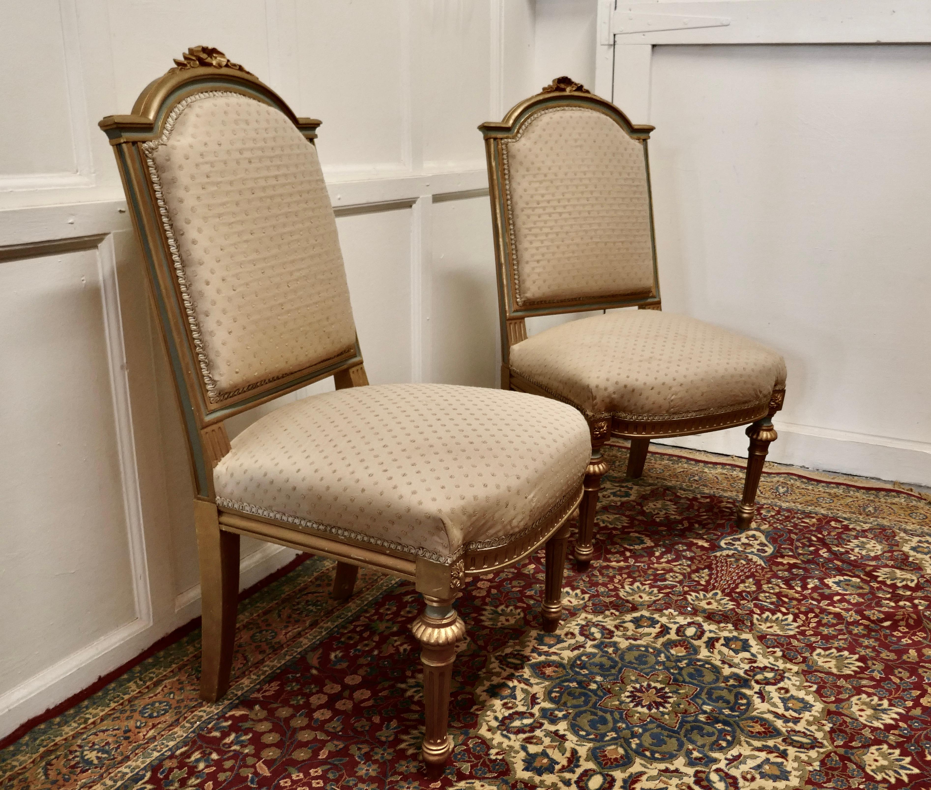 Pair Fine Quality French Gilt Salon Chairs circa 1880 For Sale 2