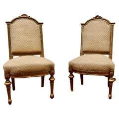 Antique Pair Fine Quality French Gilt Salon Chairs circa 1880