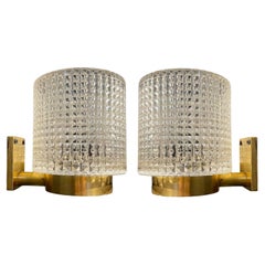 Pair French 1930s Crystal Sconces