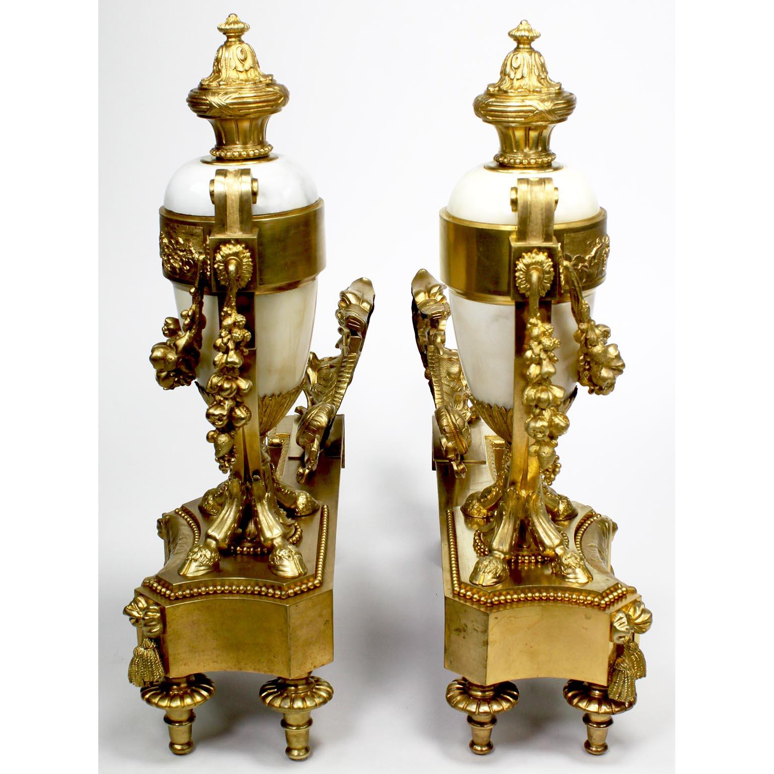 Pair French 19th Century Japonisme Style Gilt-Bronze & Marble Chenets, Bouhon For Sale 10