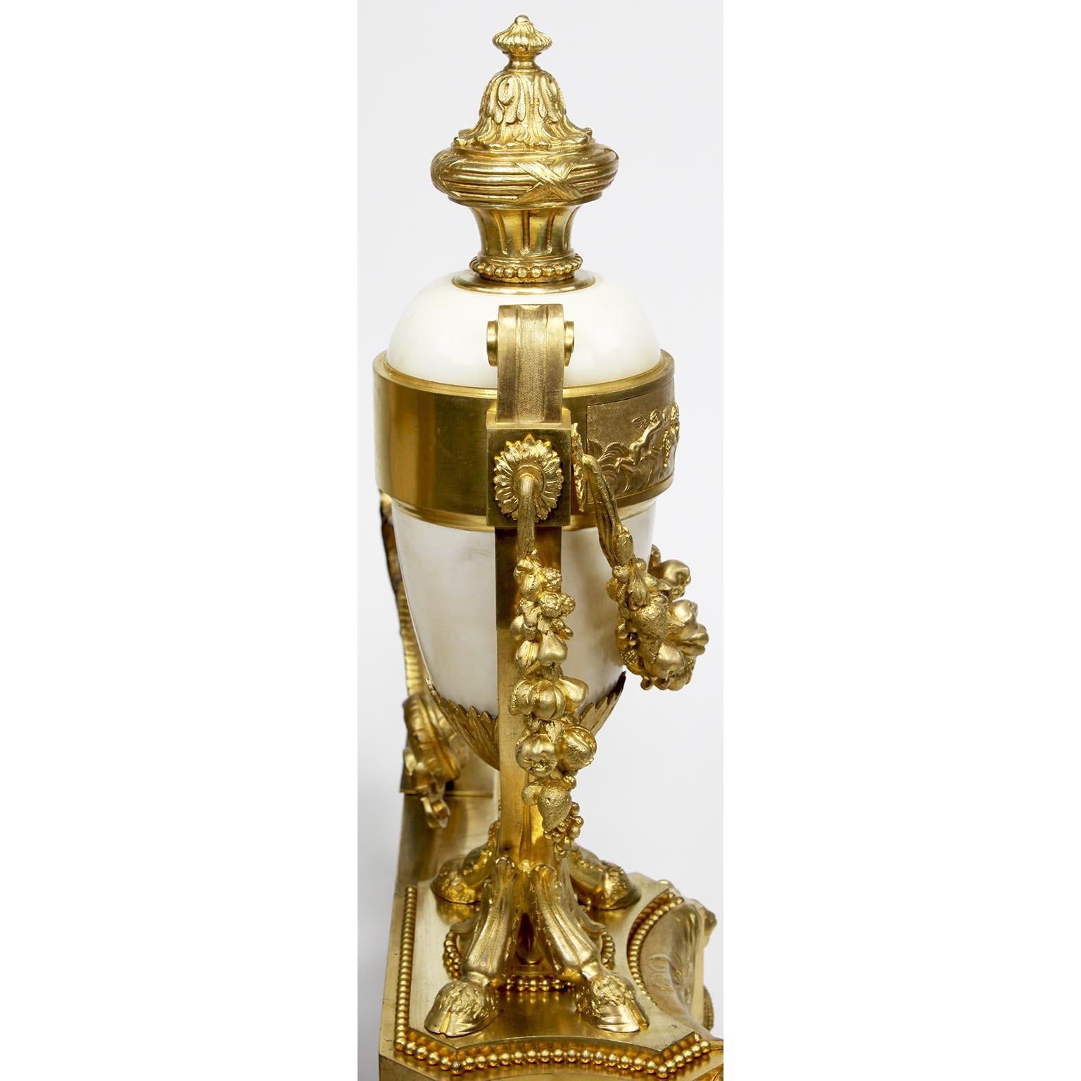 Pair French 19th Century Japonisme Style Gilt-Bronze & Marble Chenets, Bouhon For Sale 11