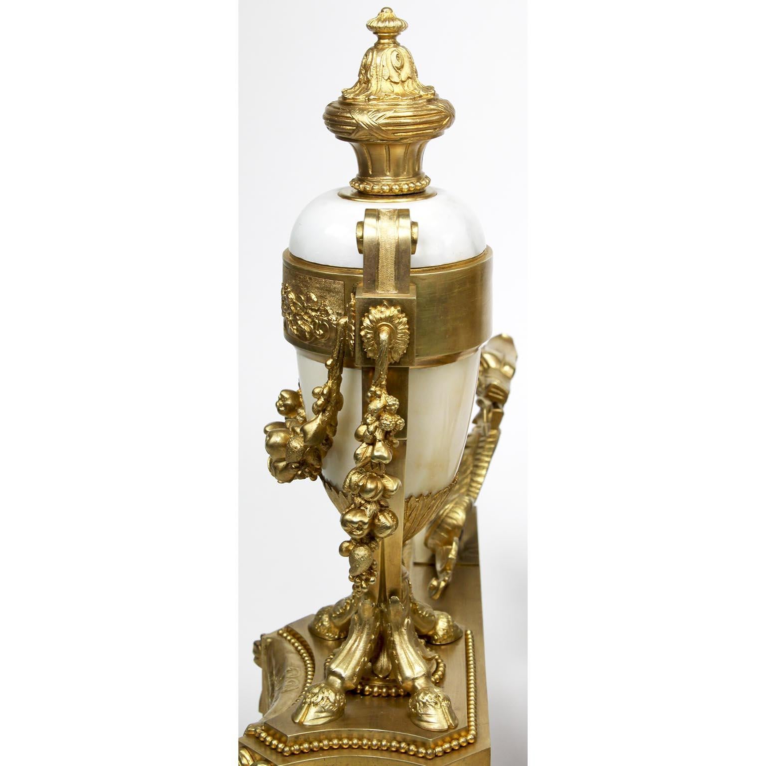 Pair French 19th Century Japonisme Style Gilt-Bronze & Marble Chenets, Bouhon For Sale 12