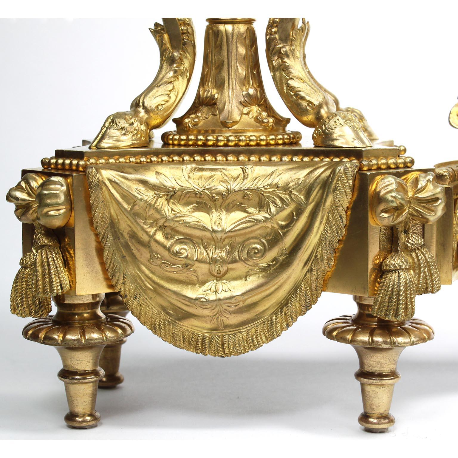 Pair French 19th Century Japonisme Style Gilt-Bronze & Marble Chenets, Bouhon For Sale 2