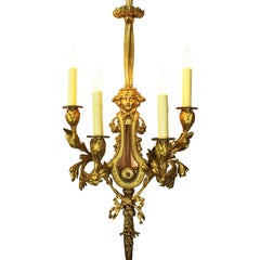 Pair French 19th Century Louis XVI Gilt-Bronze Wall Lights, Attr. Henry Dasson