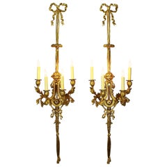 Antique Pair French 19th Century Louis XVI Gilt-Bronze Wall Lights, Attr. Henry Dasson