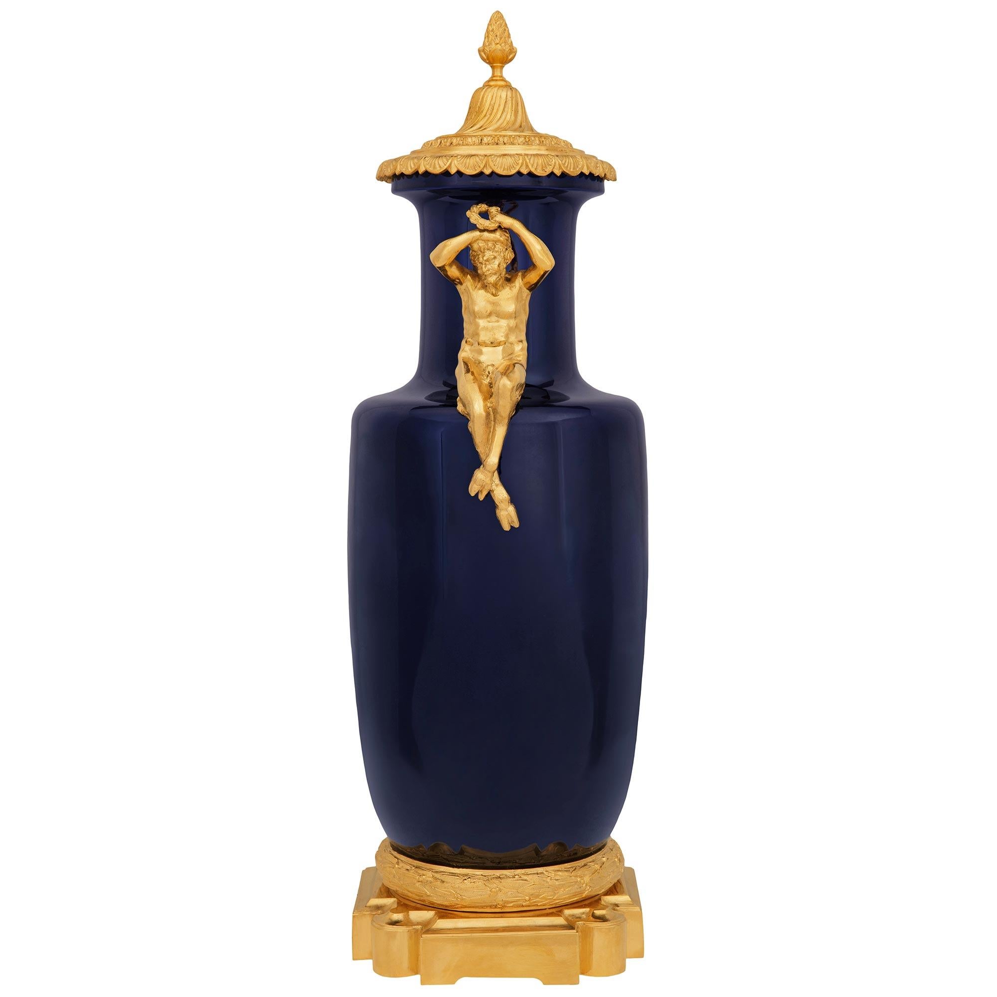 19th Century A pair French 19th century Louis XVI st. Sévres Porcelain and Ormolu urns For Sale
