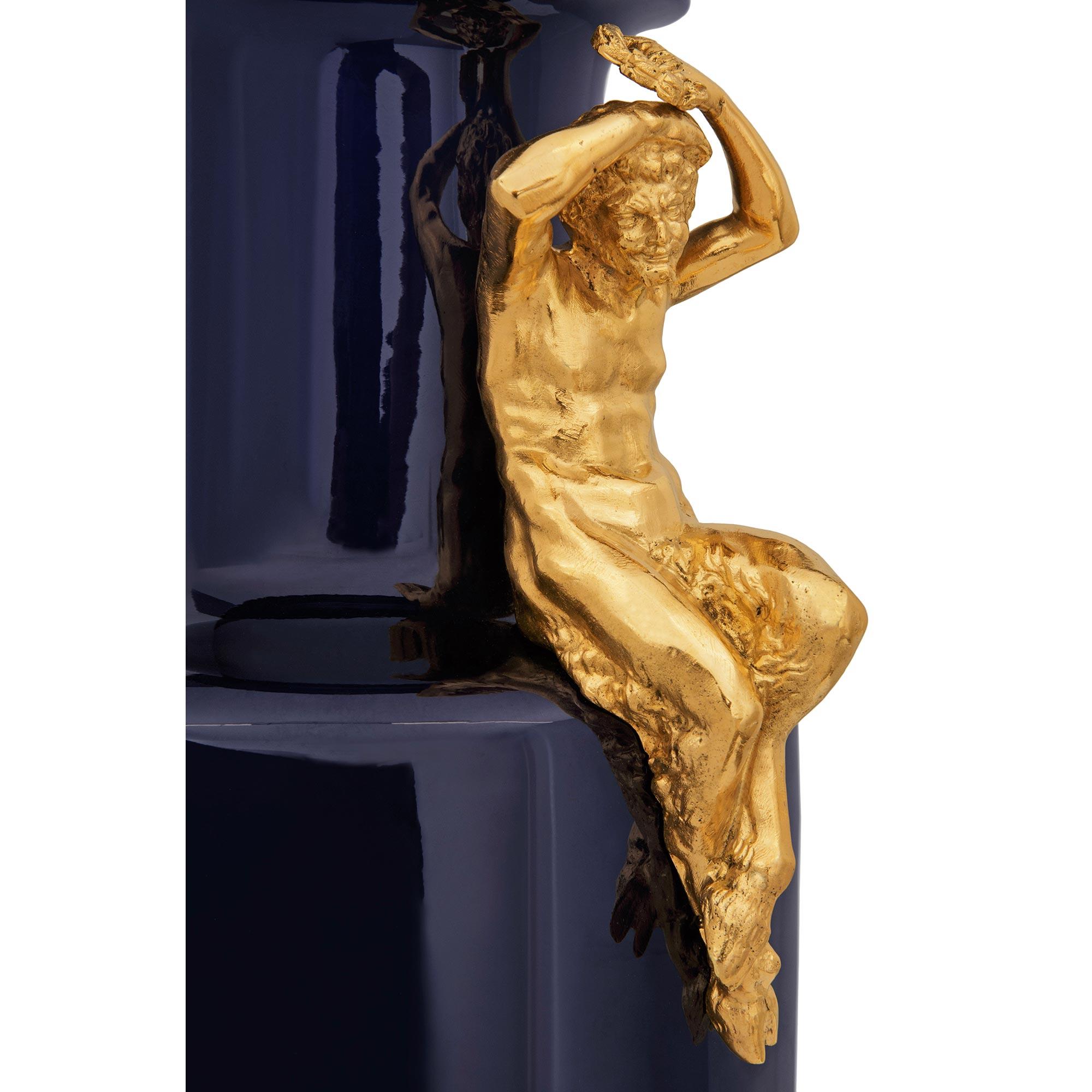 A pair French 19th century Louis XVI st. Sévres Porcelain and Ormolu urns For Sale 3
