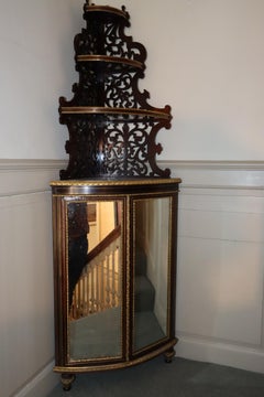 A Pair French Corner Display Cabinets circa 1860, Faux Rosewood