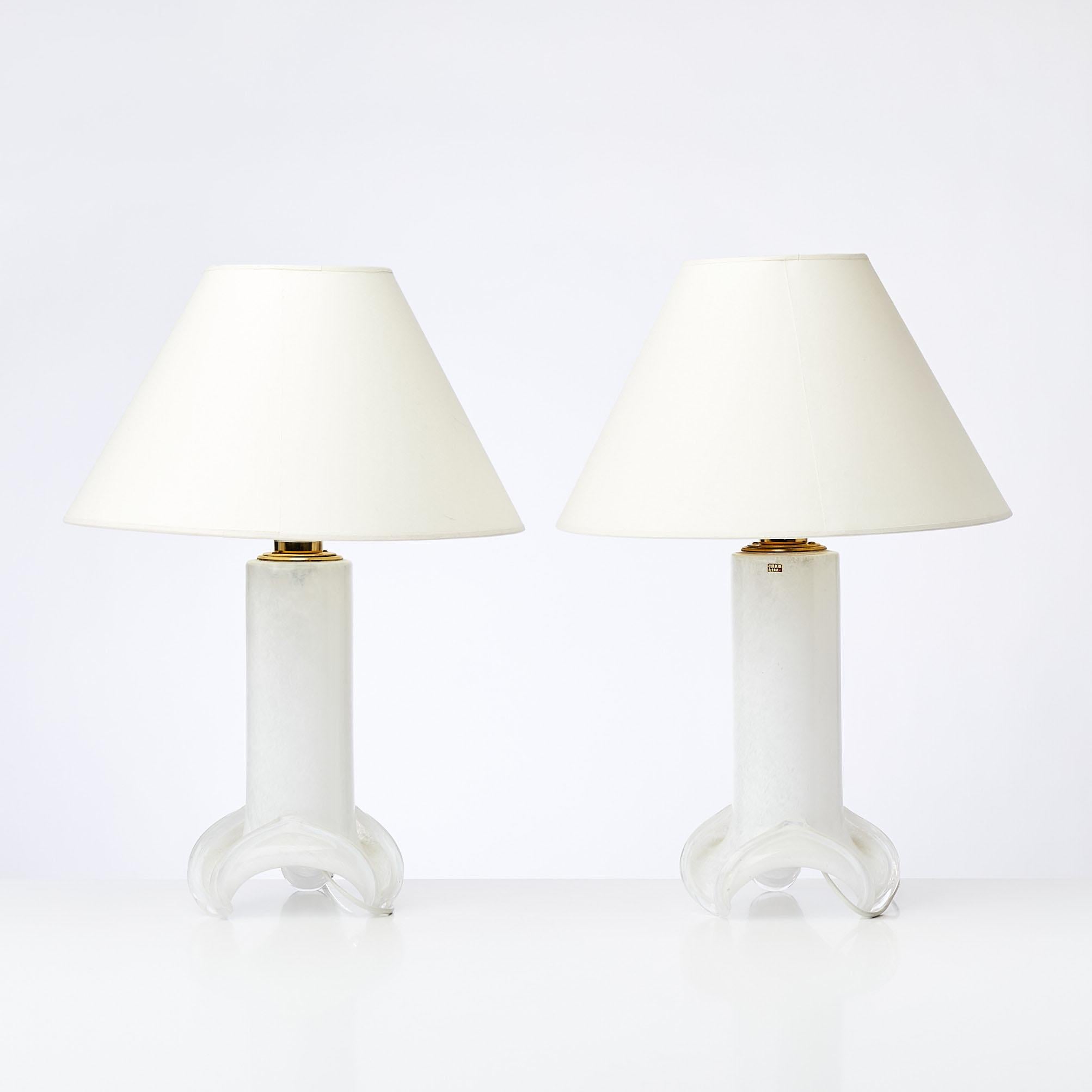 A pair glass table lamp by  