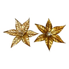 Hollywood Regency Flower Wall Light Willy Daro for Massive Lighting, 1970s, Pair