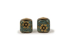 A Pair in fuchin or kakemono weights in painted porcelain of Kutani