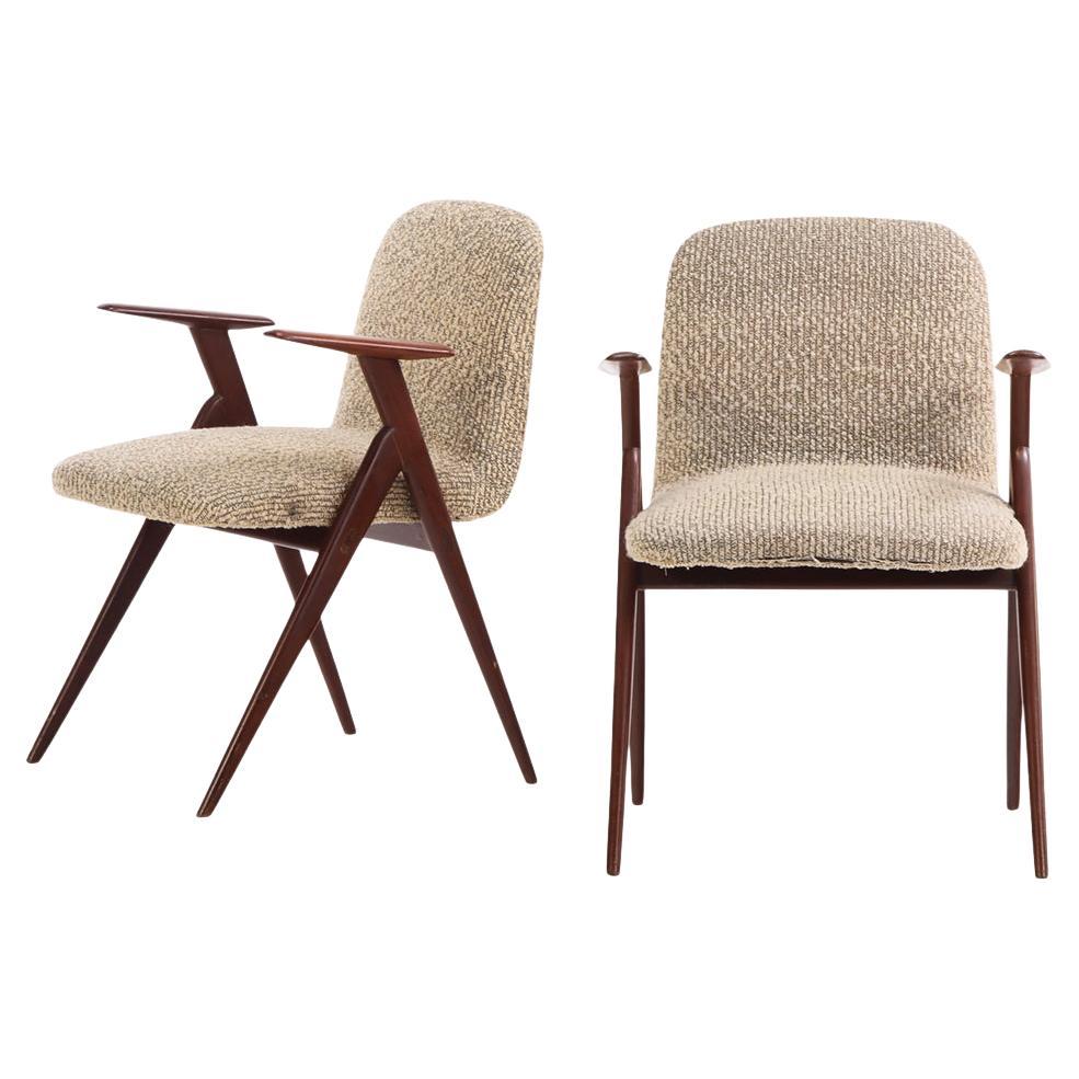A Pair Italian Armchairs attributed to Luigi Vetti, C. 1960.