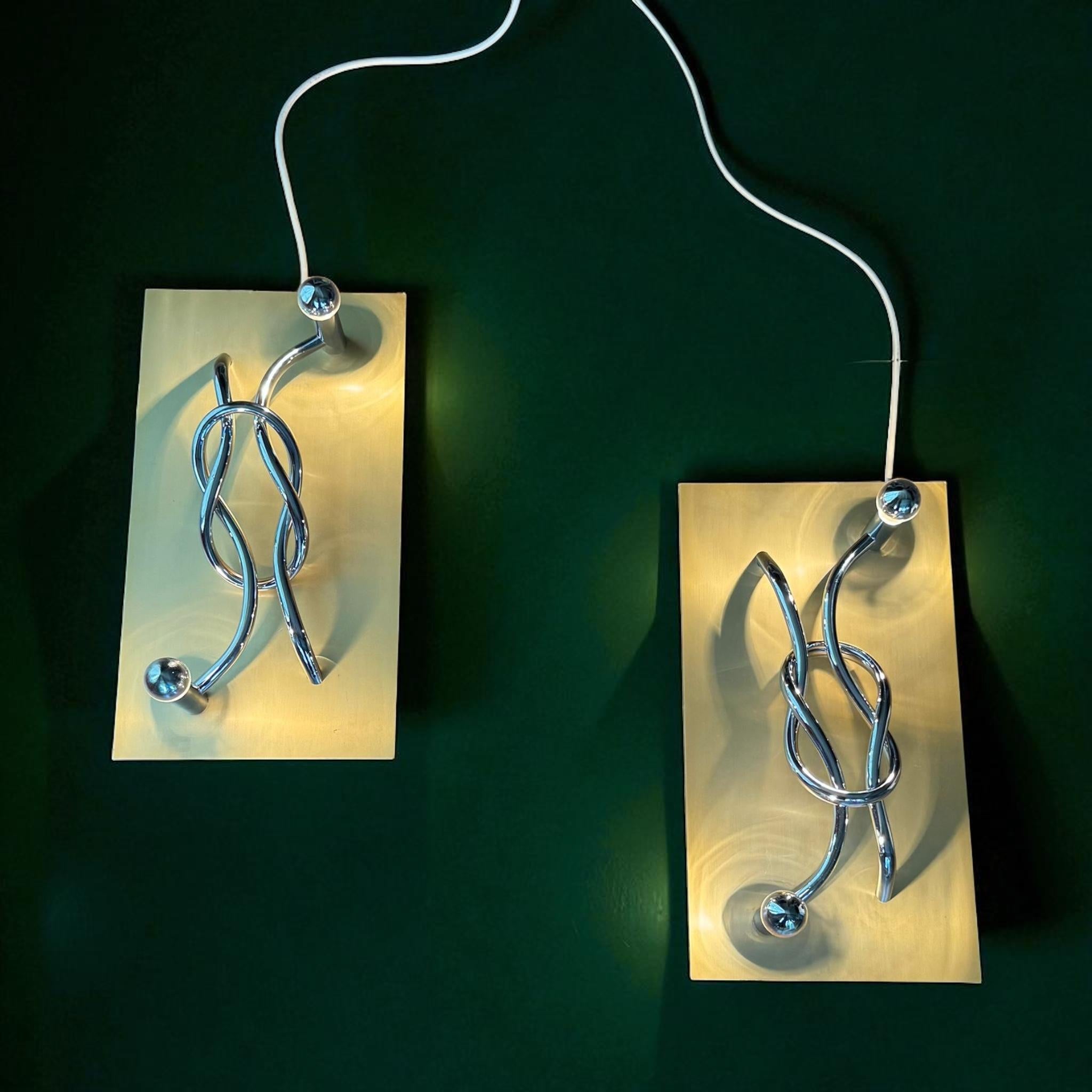 A Pair Italian 'Reef Knot' Wall Light Panels by Giacomo Benevelli for Missaglia For Sale 4