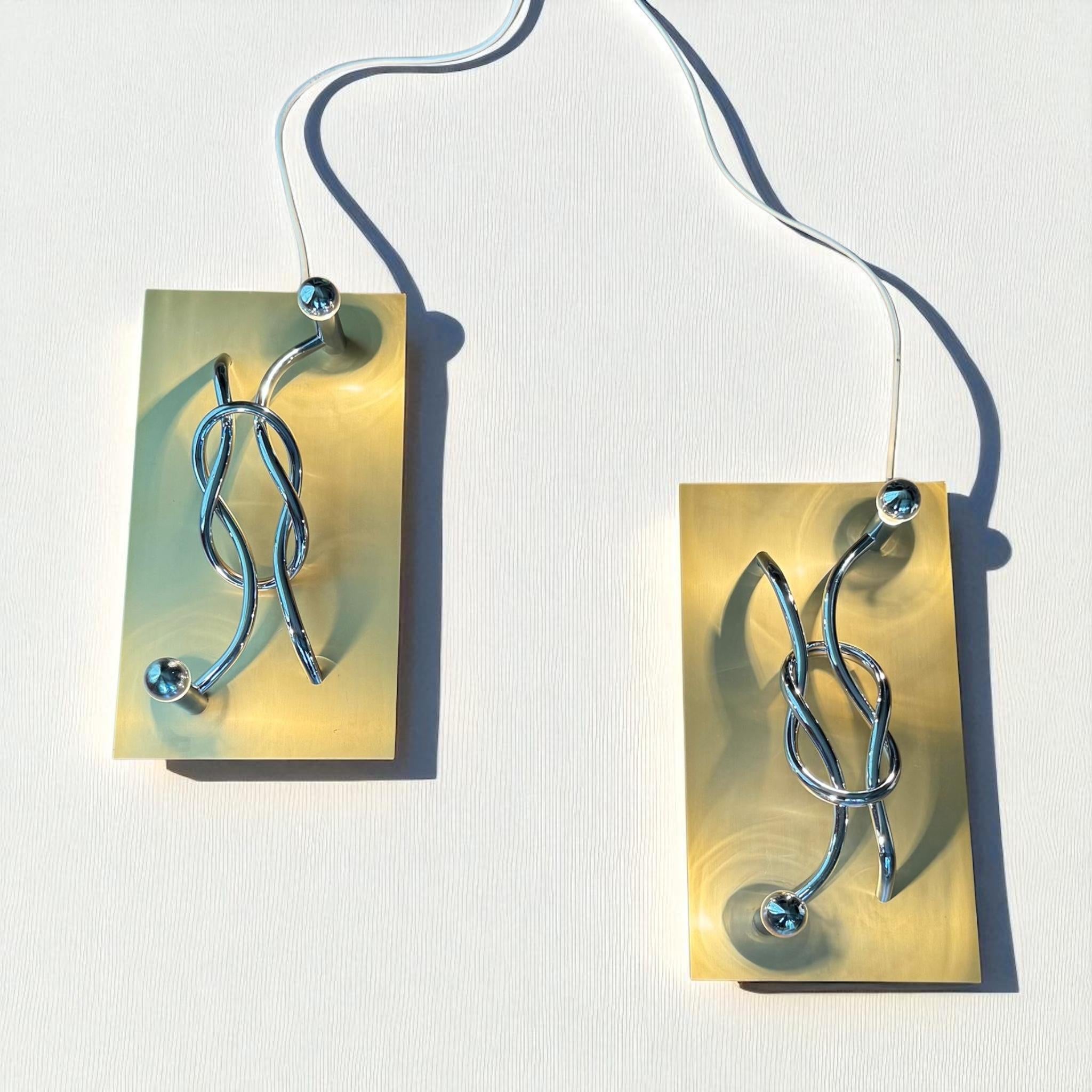 A Pair Italian 'Reef Knot' Wall Light Panels by Giacomo Benevelli for Missaglia For Sale 5