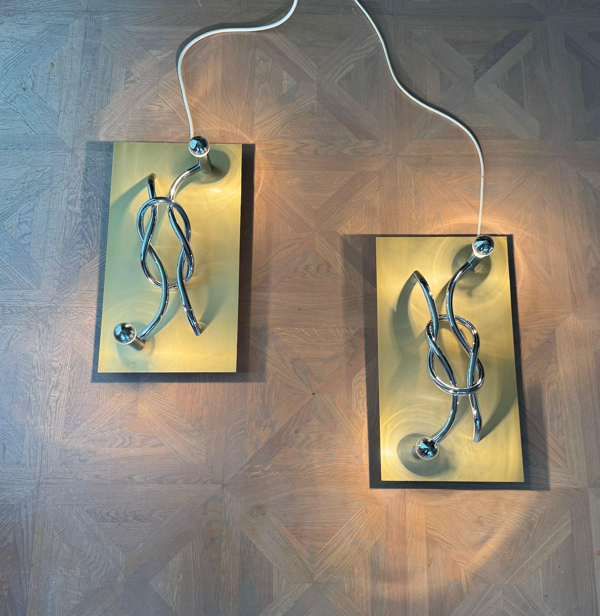Mid-Century Modern A Pair Italian 'Reef Knot' Wall Light Panels by Giacomo Benevelli for Missaglia For Sale