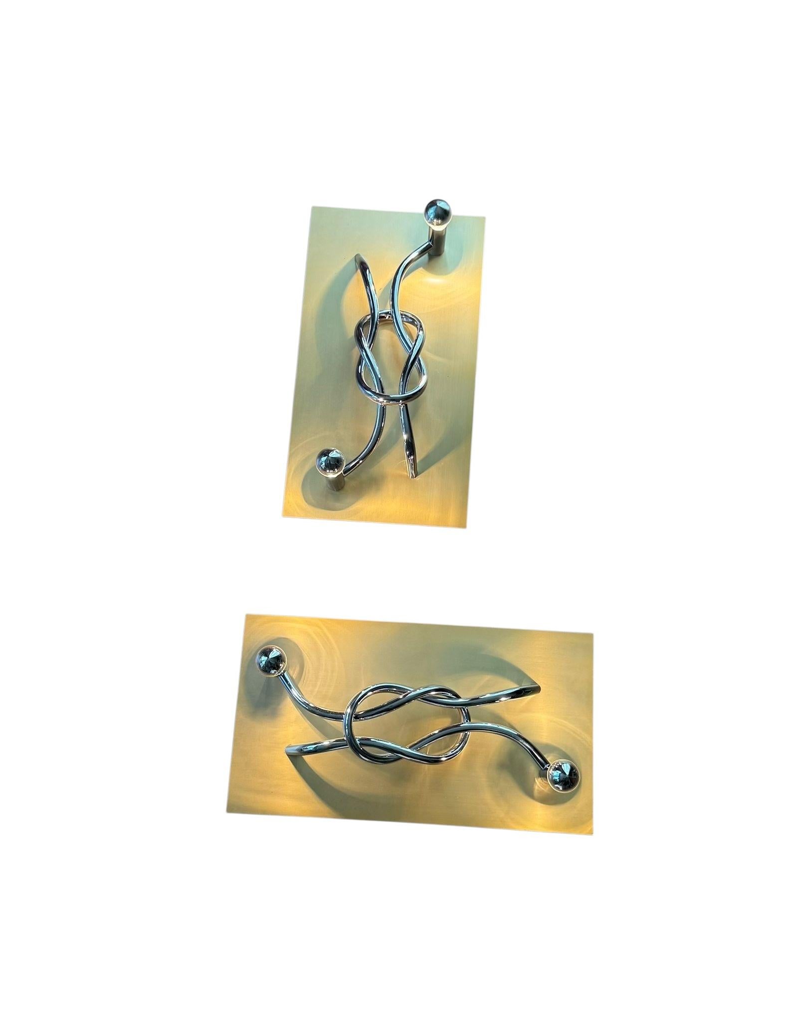 20th Century A Pair Italian 'Reef Knot' Wall Light Panels by Giacomo Benevelli for Missaglia For Sale