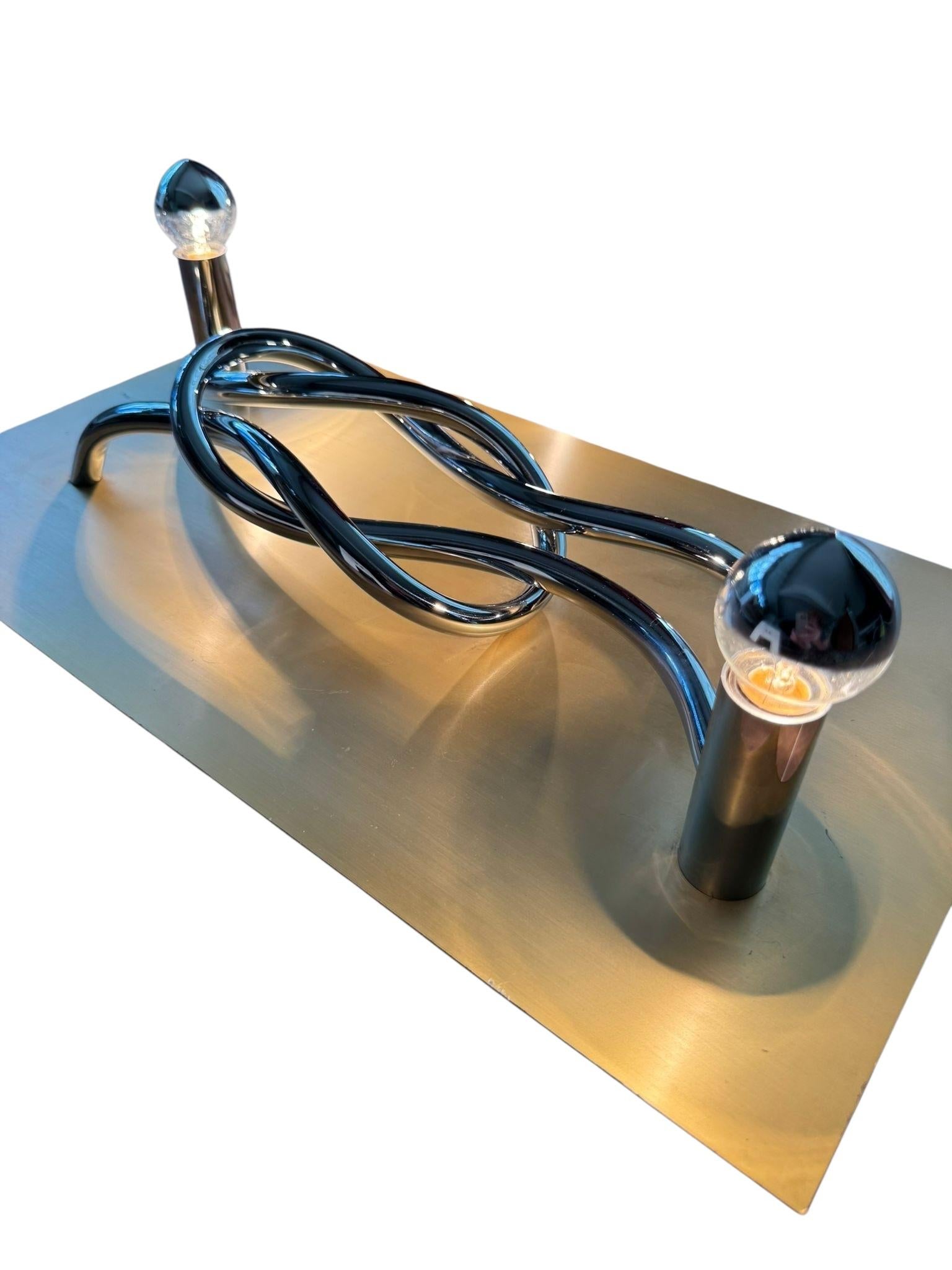 Metal A Pair Italian 'Reef Knot' Wall Light Panels by Giacomo Benevelli for Missaglia For Sale
