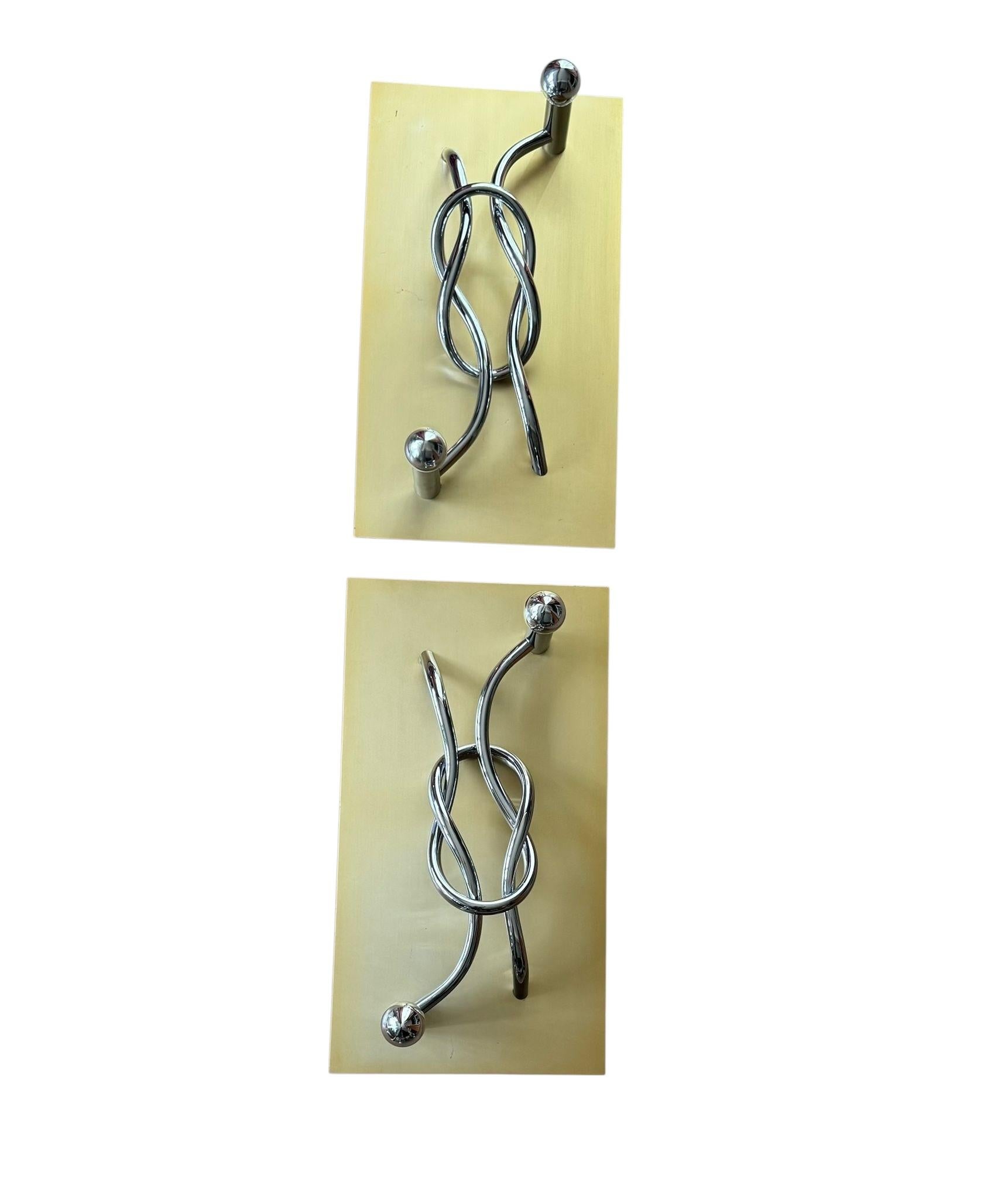 A Pair Italian 'Reef Knot' Wall Light Panels by Giacomo Benevelli for Missaglia For Sale 2