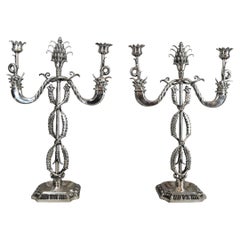 Used A pair Italian silver two-light candelabra by Fratelli Venezian circa 1950