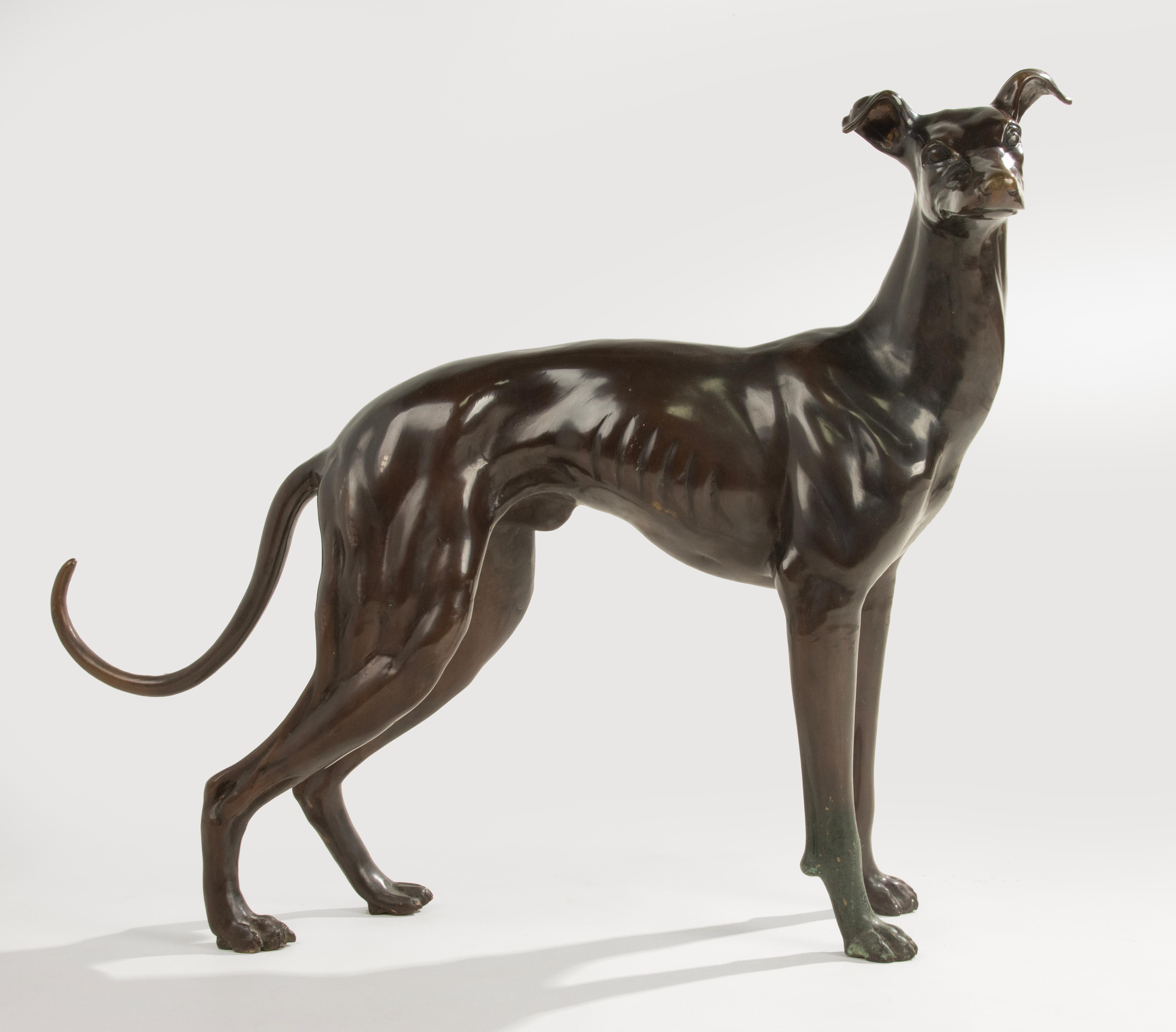 A Pair Life-Size Bronze Dog Statues - Nishan Toor In Good Condition In Casteren, Noord-Brabant