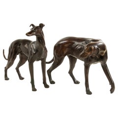 A Pair Life-Size Bronze Dog Statues - Nishan Toor