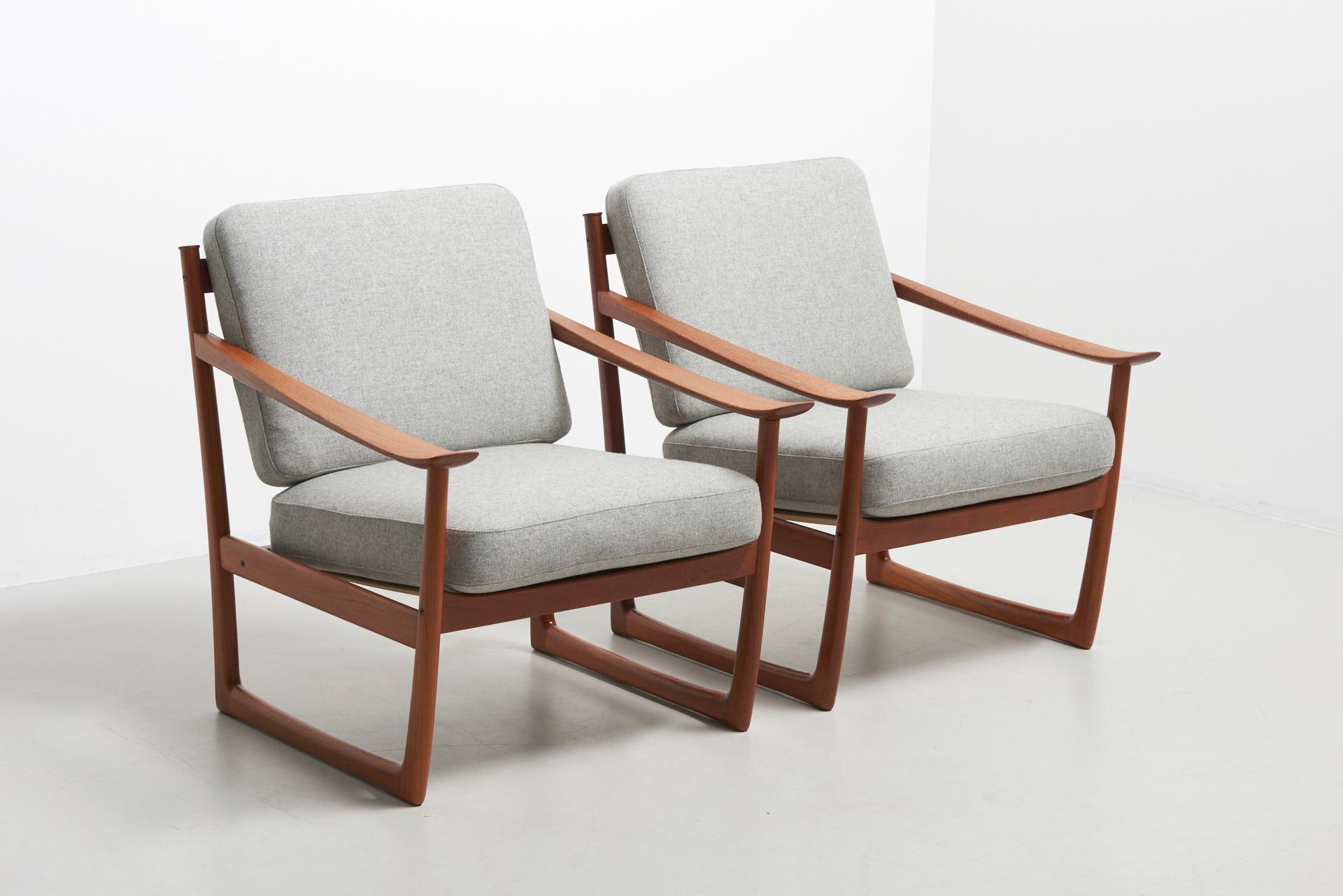 Teak Pair of Lounge Chairs by Peter Hvidt & Orla Mølgaard-Nielsen