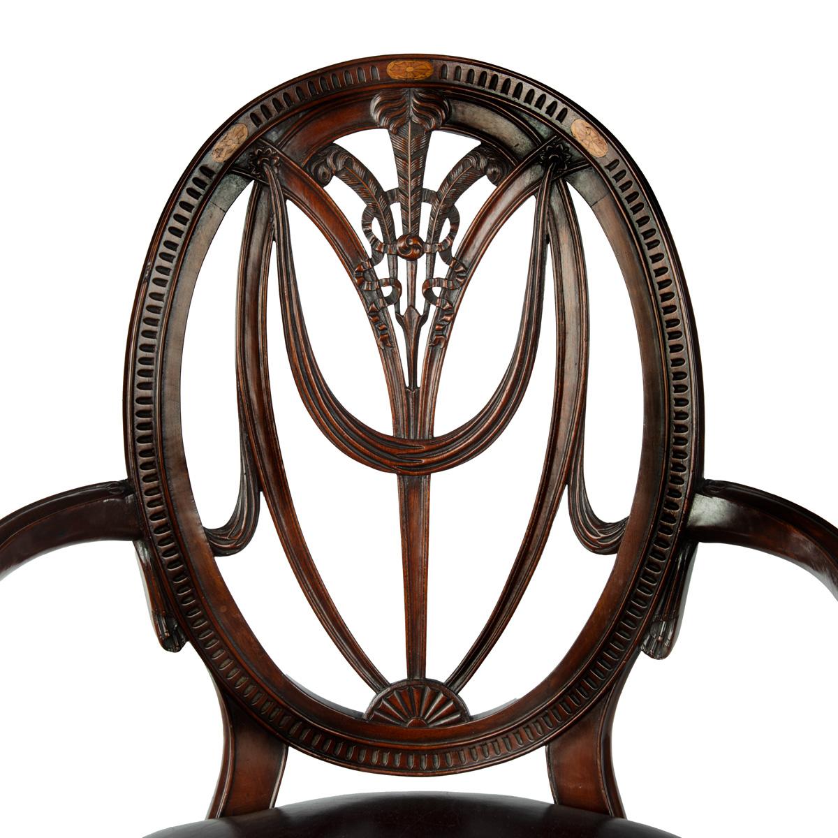 Paar Mahagoni-Sessel im Hepplewhite-Stil aus Mahagoni im Angebot 2